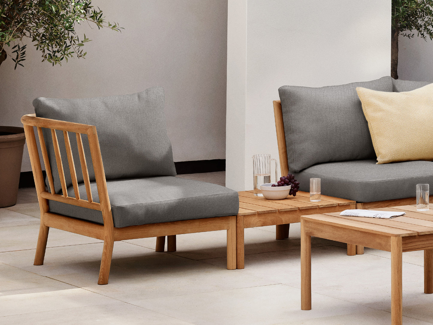 Tradition Outdoor Modular Sofa by Fritz Hansen - From Left: End Module, Lounge Table, Spacer Module