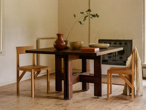 Mid century chairs with farmhouse outlet table