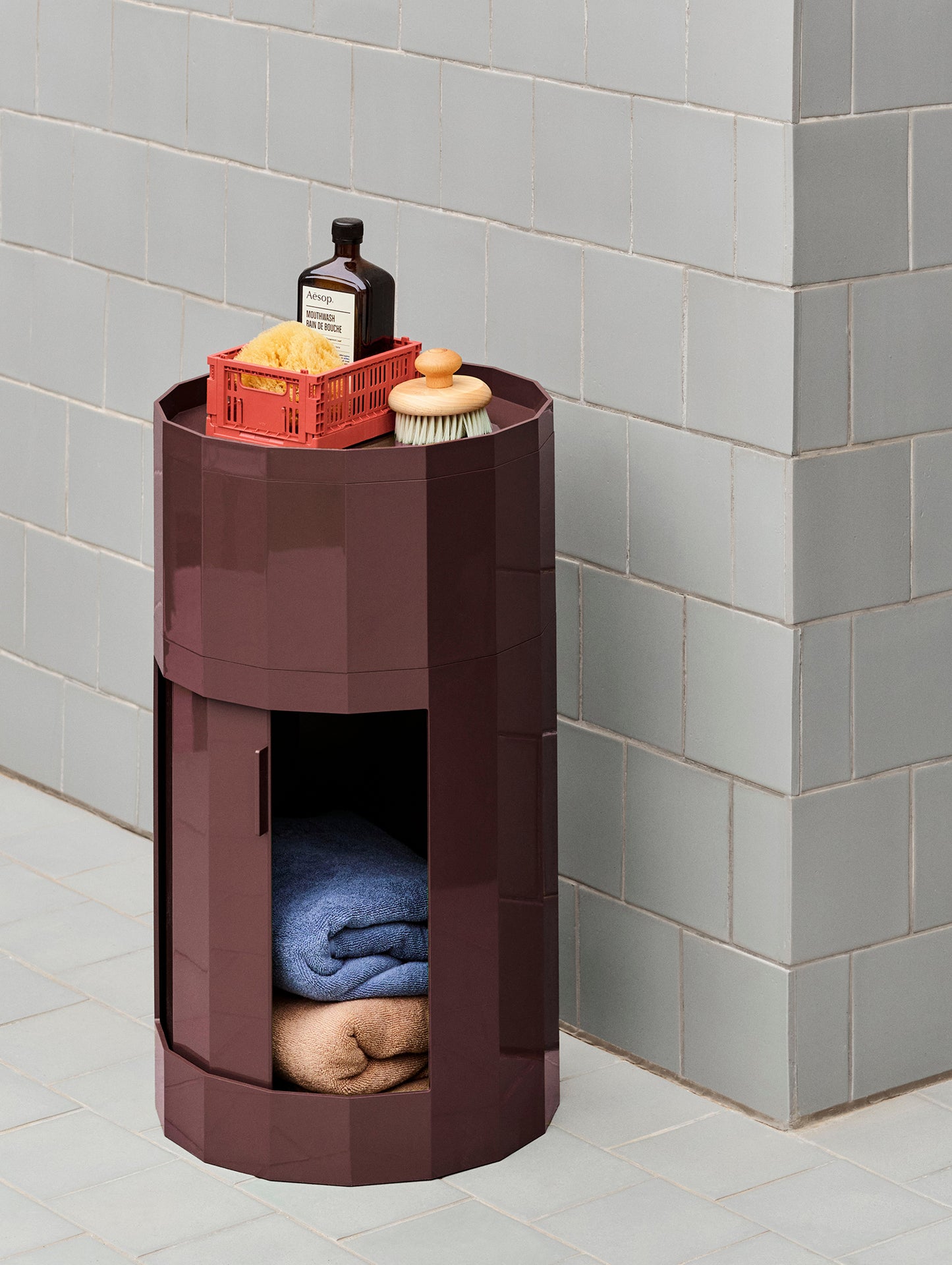 Facet Cabinet High by HAY - Burgundy