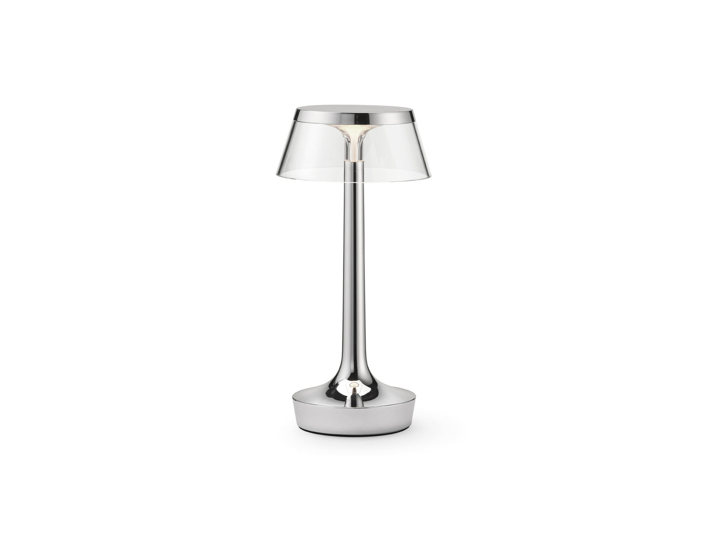 Bon Jour Unplugged Portable Lamp by Flos - Chrome / Transparent Crown