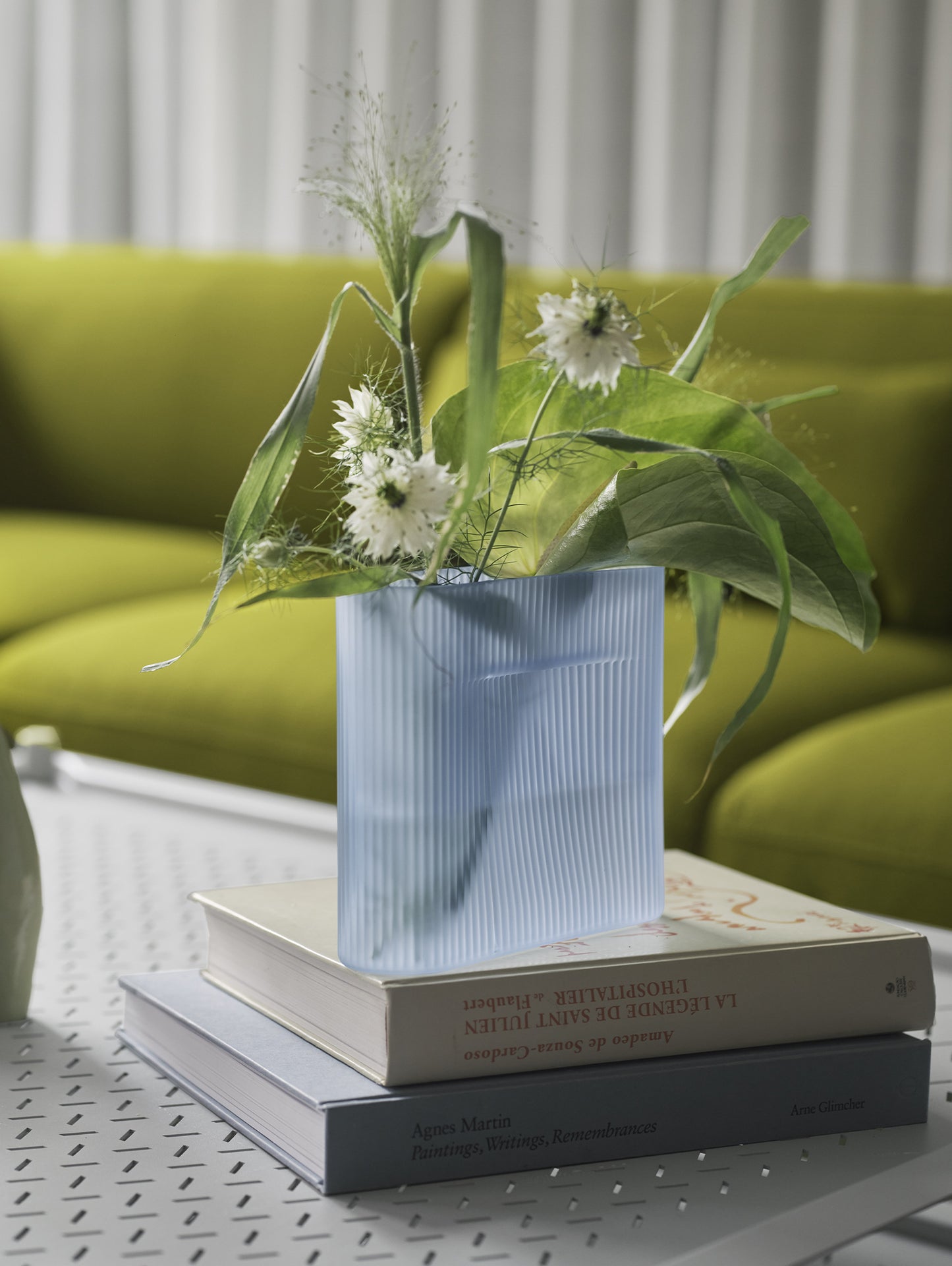 Ridge Vase by Muuto - Height 17 cm / Light Blue Frosted Glass