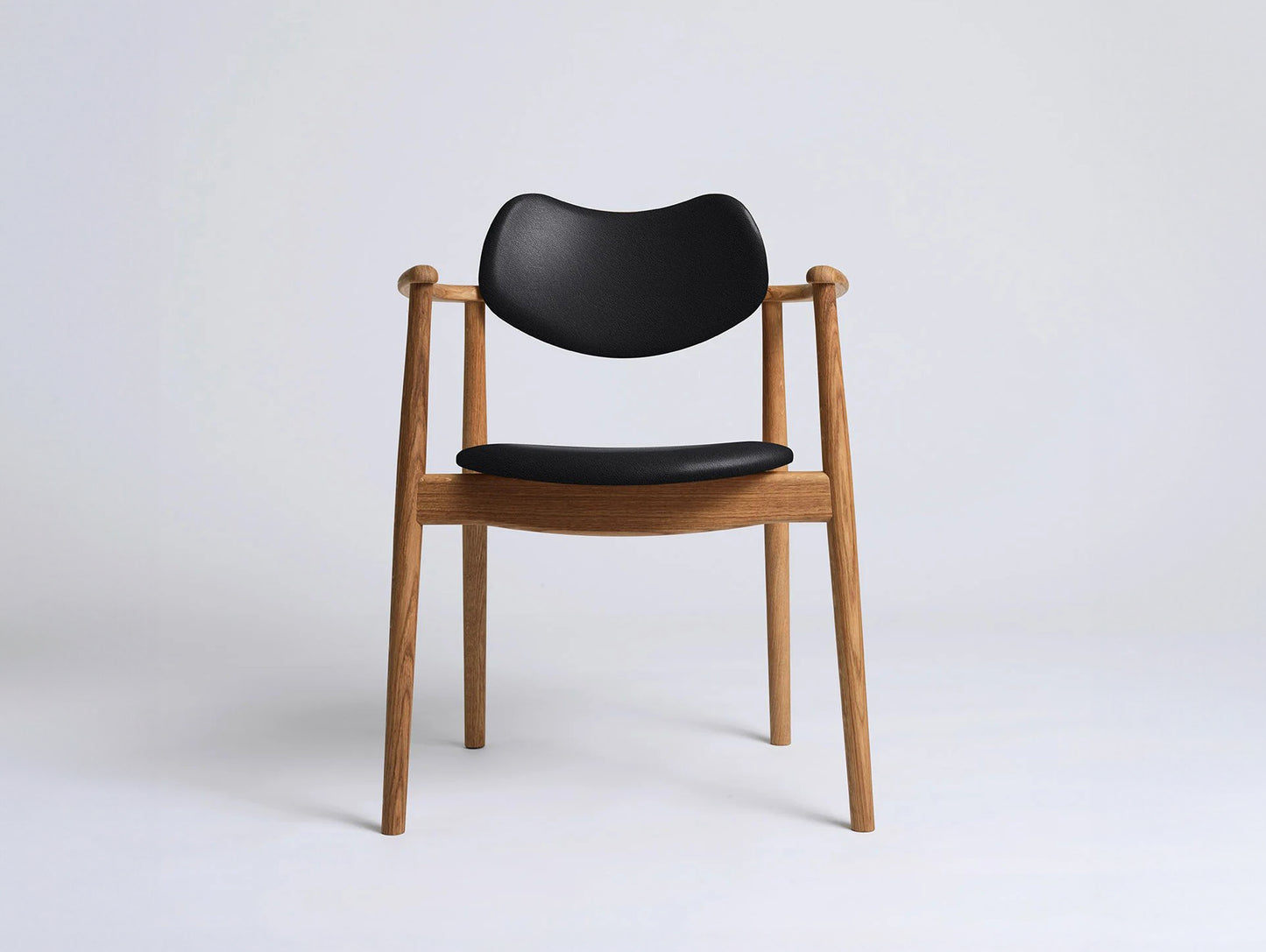 Regatta Chair Seat and Back Upholstered by Ro Collection - Oiled Oak / Standard Sierra Black Leather