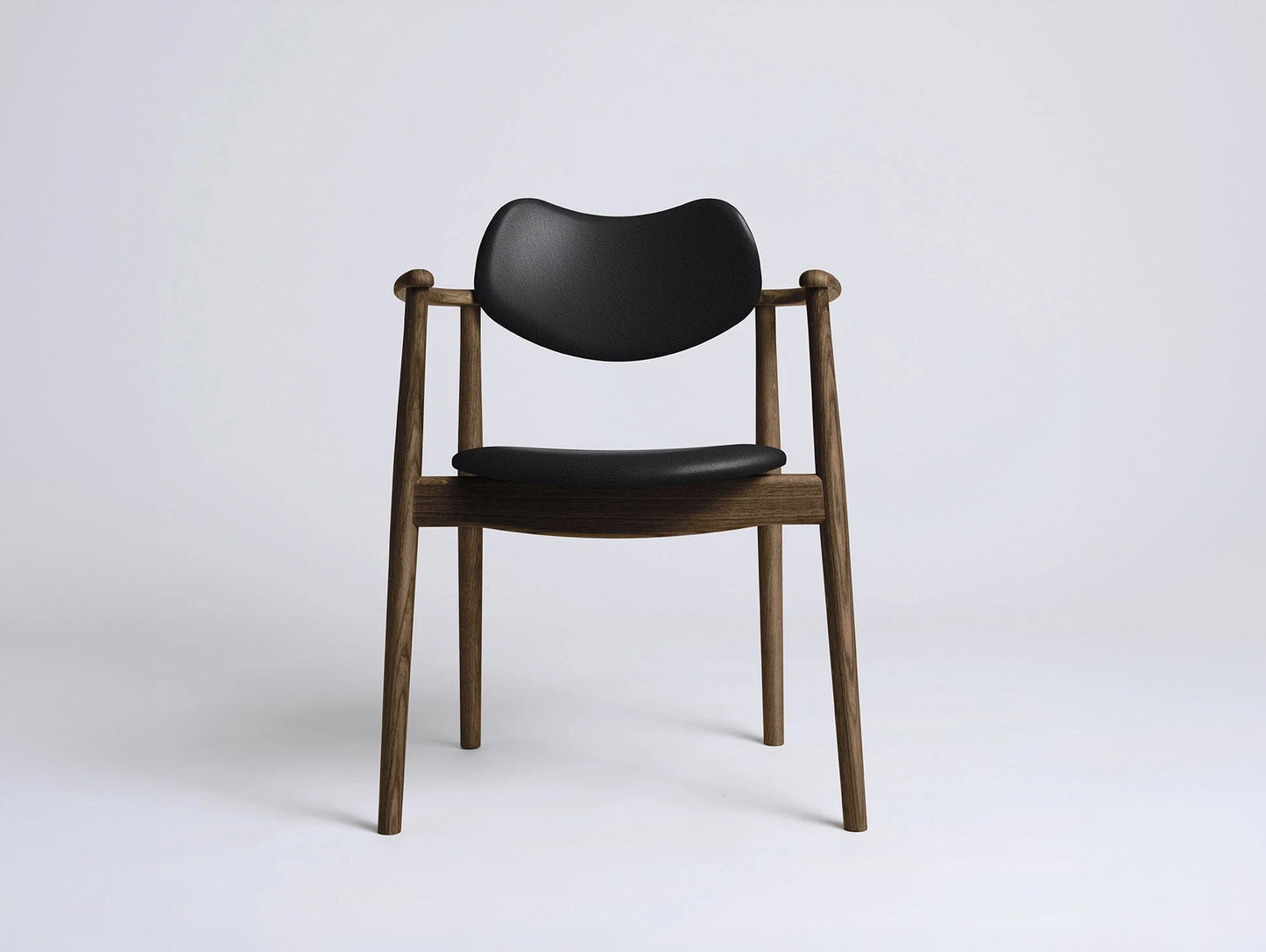 Regatta Chair Seat and Back Upholstered by Ro Collection - Smoked Oak / Exclusive Black Leather