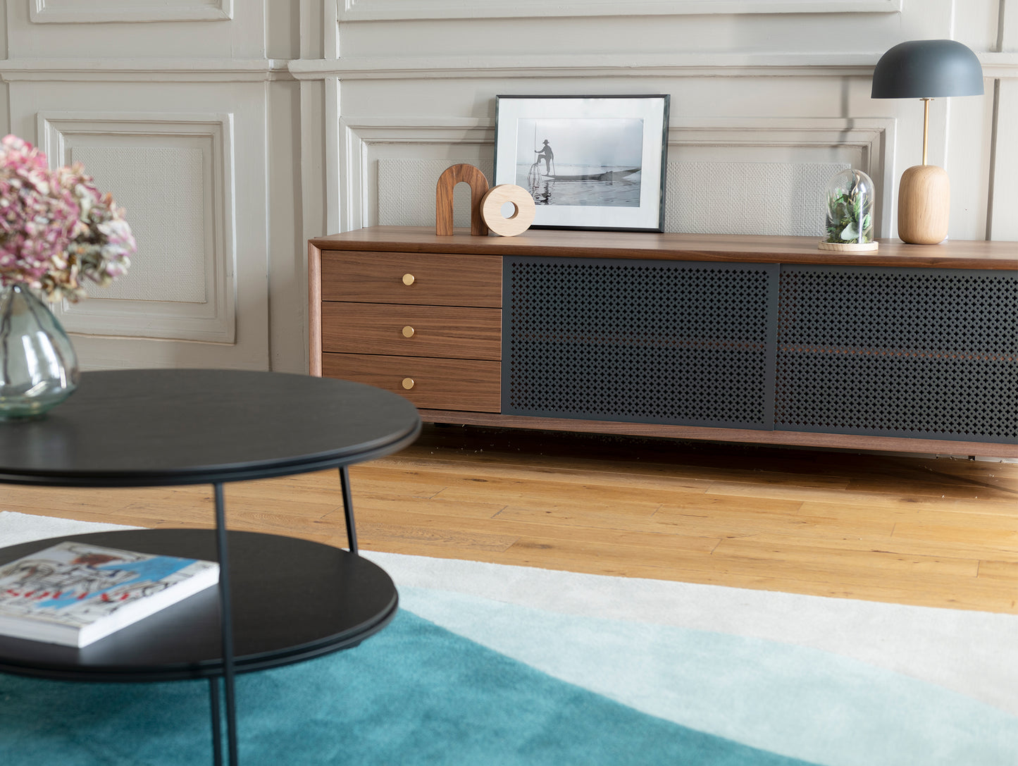 Gabin Low Sideboard by Harto - Walnut / Slate Grey