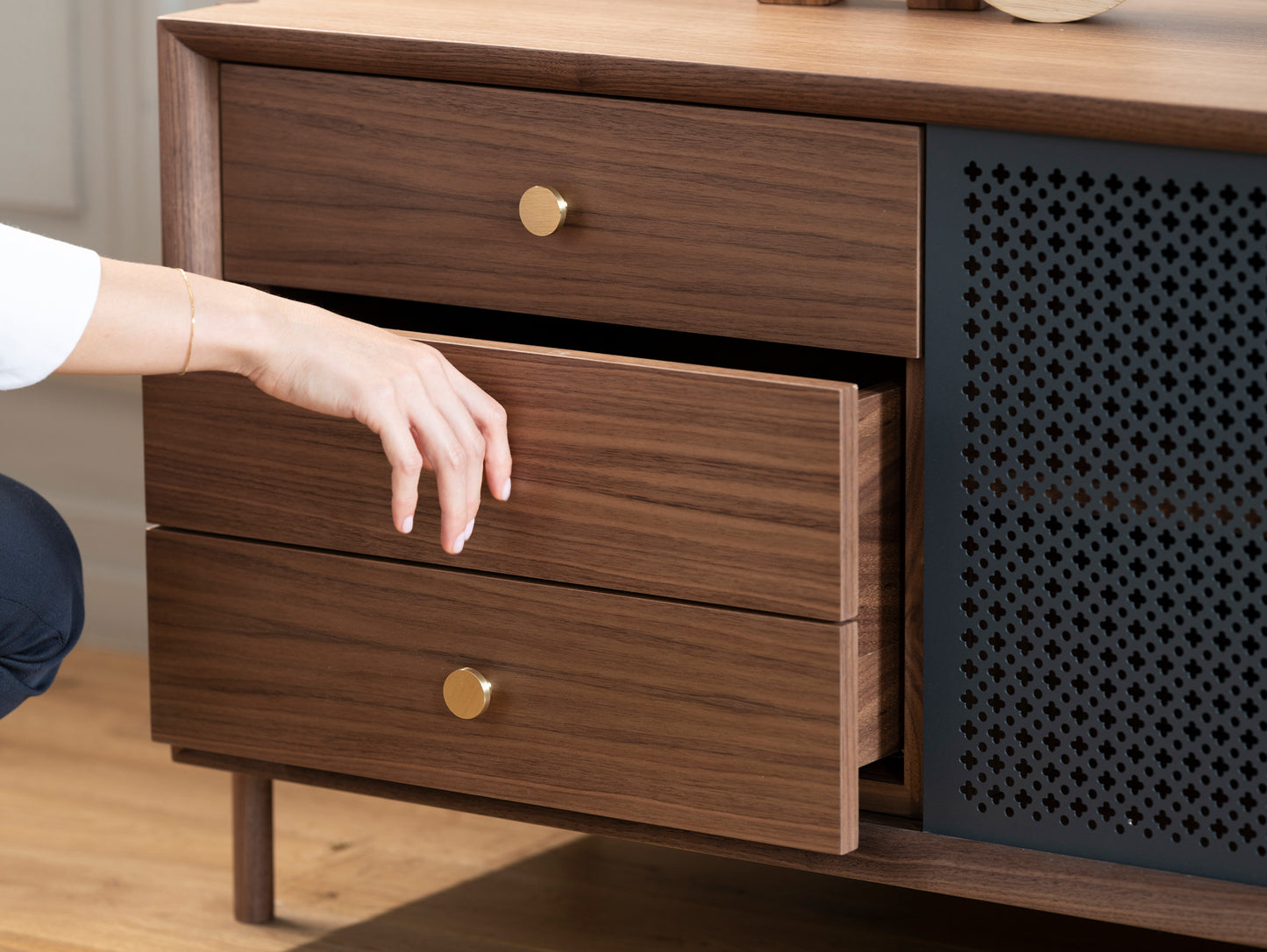 Gabin Low Sideboard by Harto - Walnut / Slate Grey