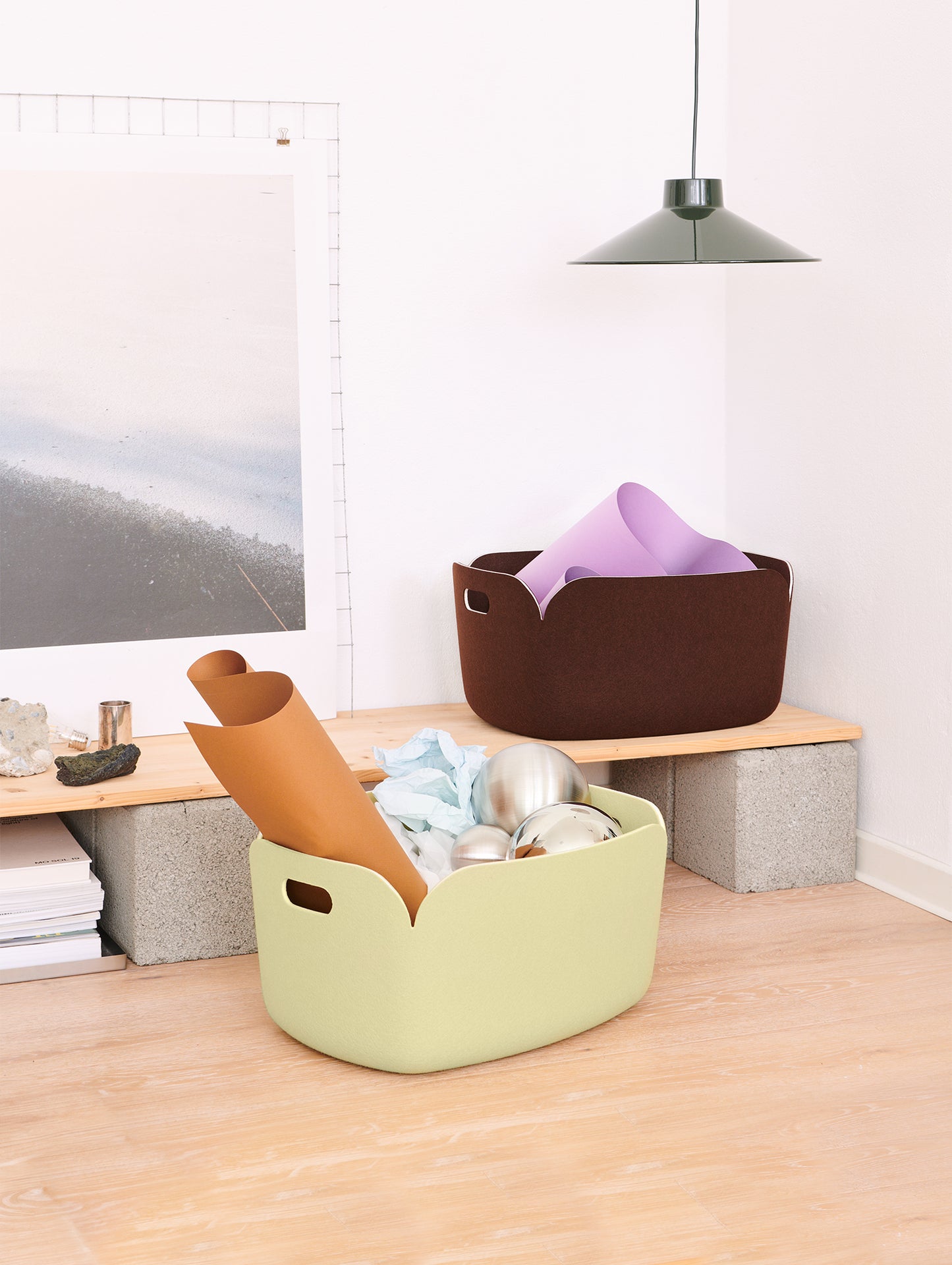 Restore Storage Basket by Muuto - Dark Brown / Beige Green