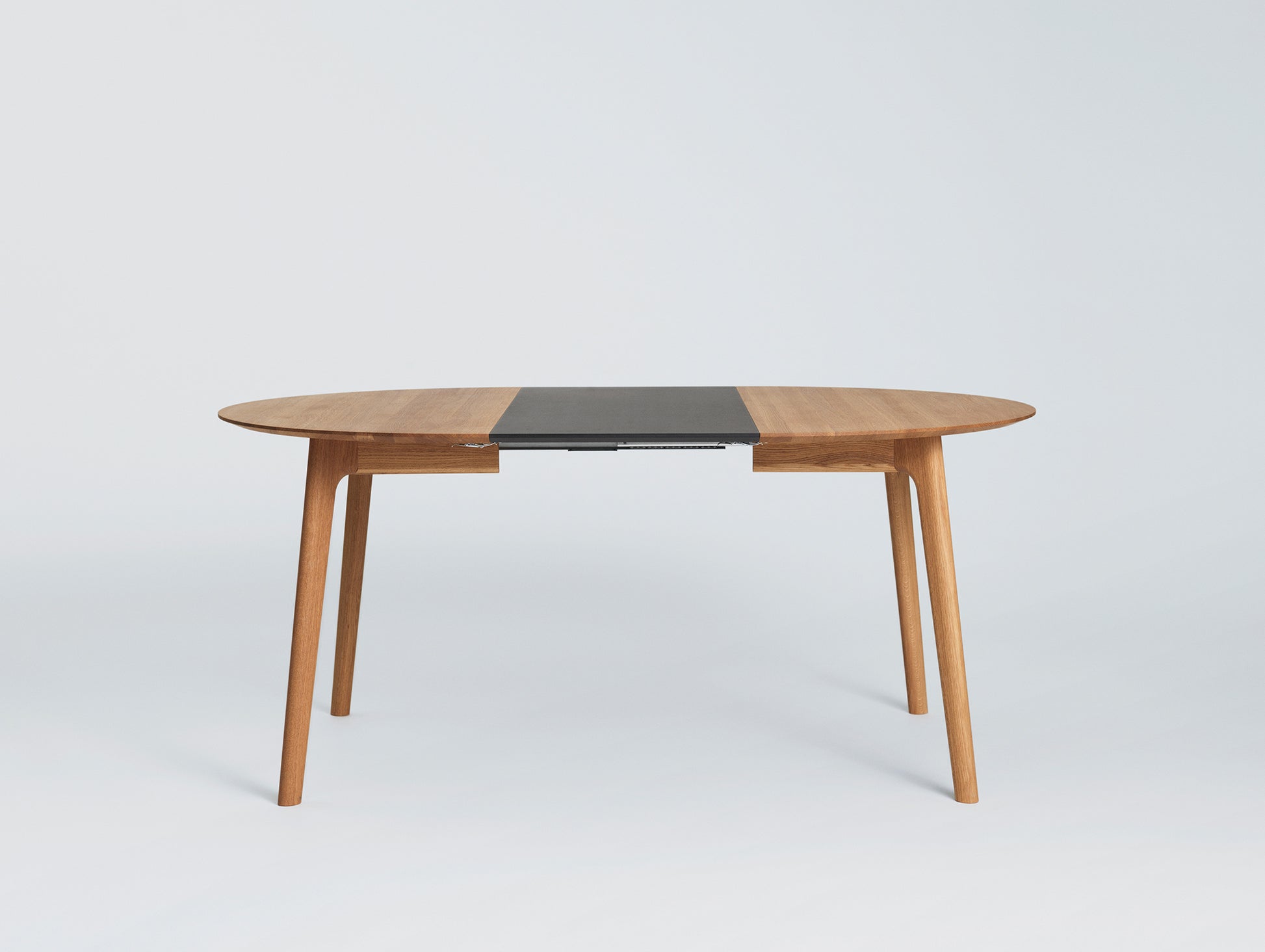 Salon Extendable Table - Round by Ro Collection - Length: 120 cm - 170 cm (One Black MDF Extension Plate)