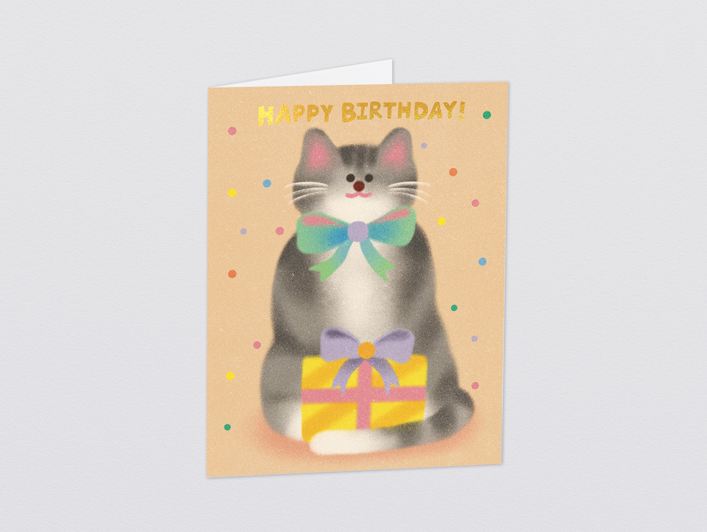 'Cat & Bow Tie Birthday' Kids Greeting Card by Wrap