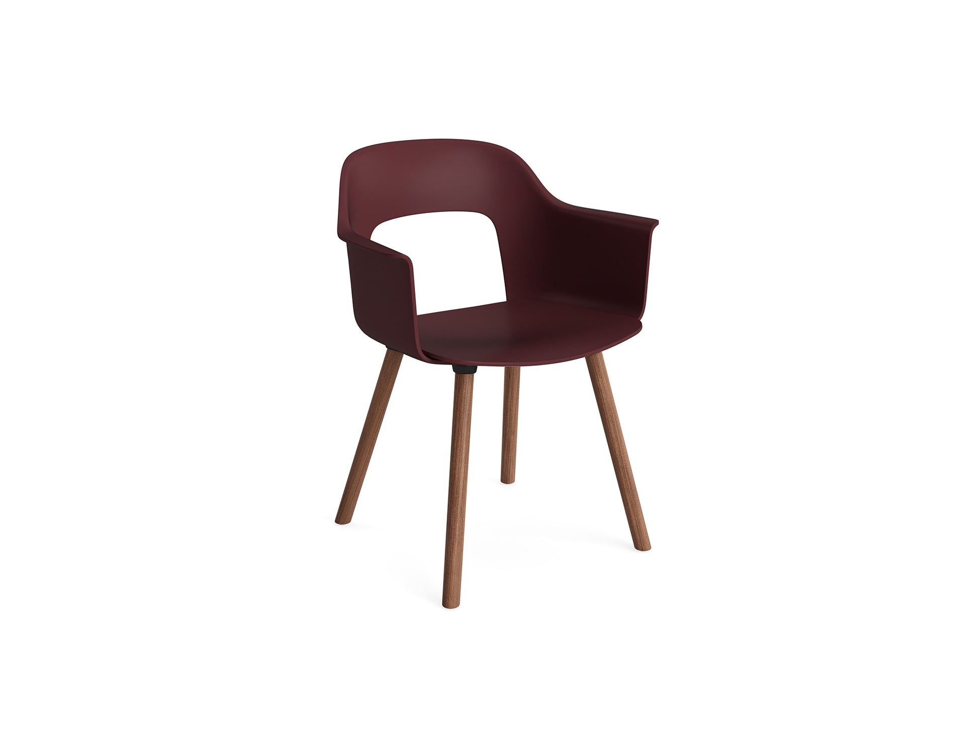 Layout Armchair Wood Base by HAY - Polypropylene Seat (221) / Lacquered Walnut Base / Bordeaux