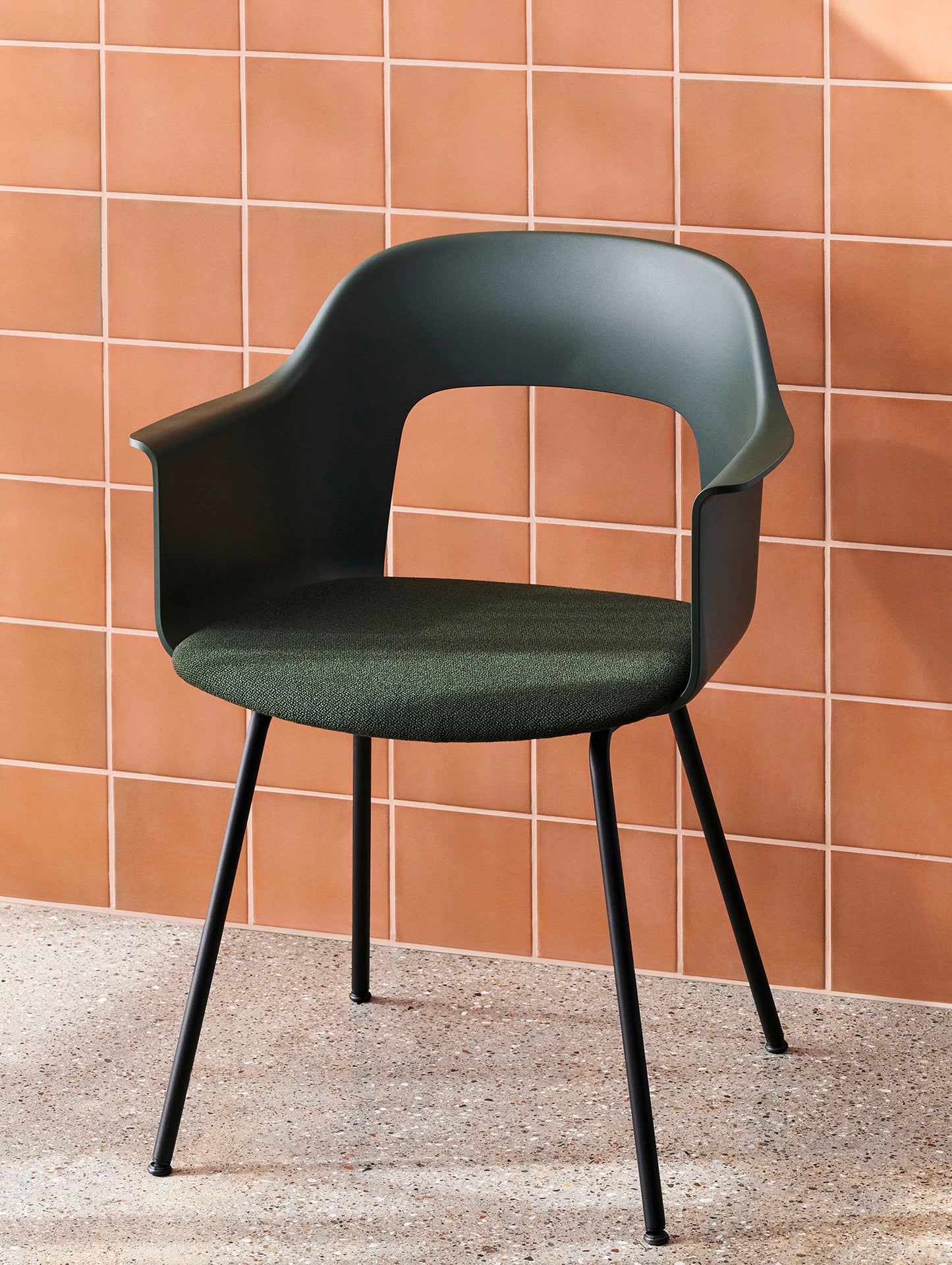 Layout Armchair Upholstered 213 Metal Base by HAY - Black Steel Base / Bottle Green / Vidar 4 972