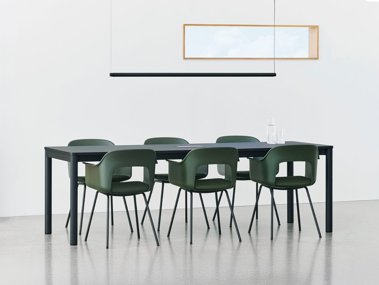 Annex Table Flush by HAY - L240 cm / Dark Grey Linoleum Top / Charcoal Aluminium Legs
