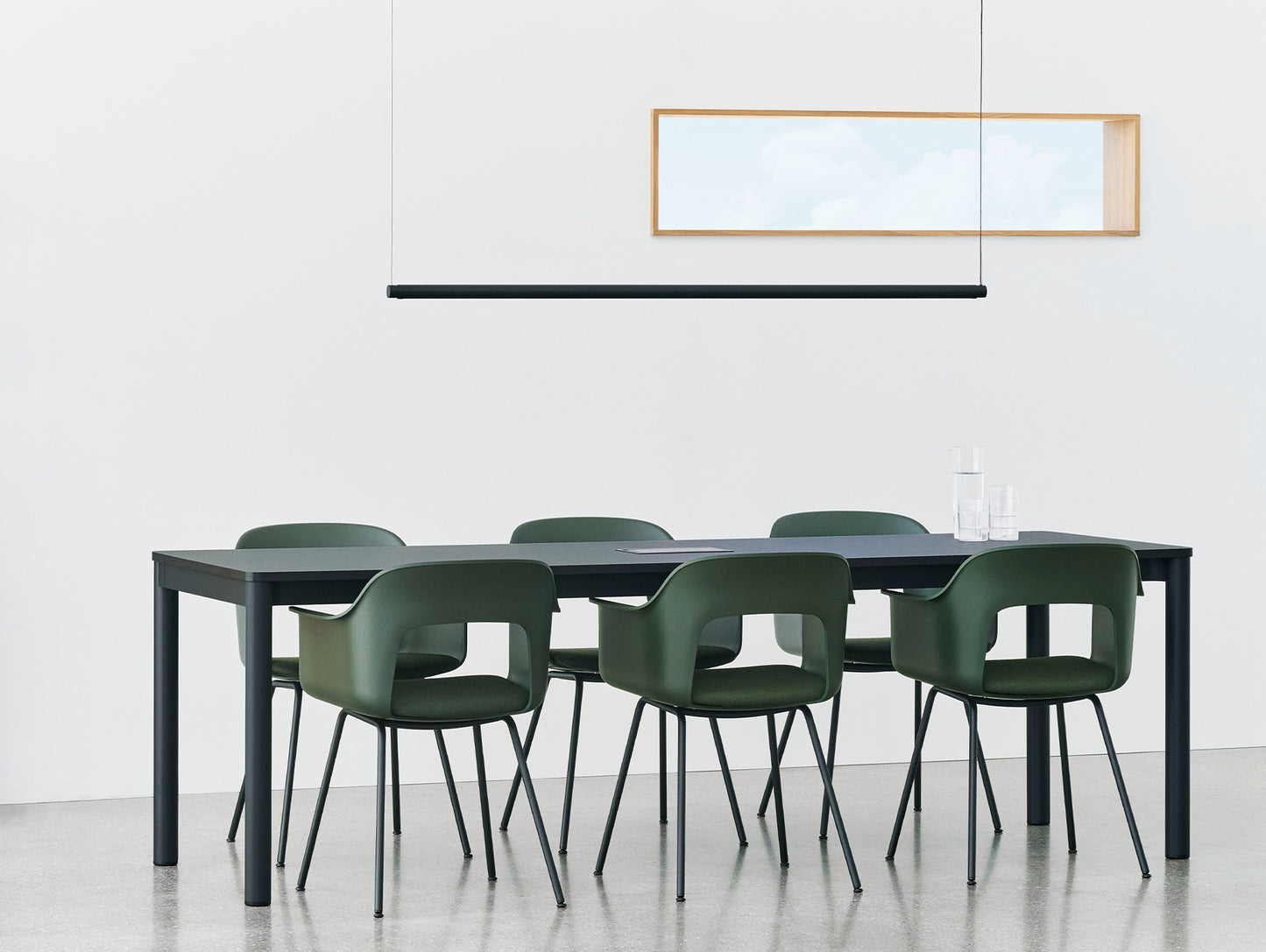 Annex Table Flush by HAY - L240 cm / Dark Grey Linoleum Top / Charcoal Aluminium Legs