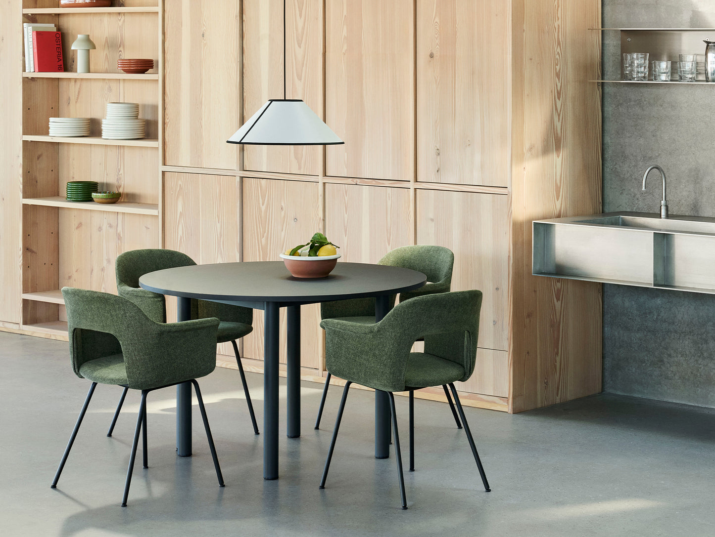 Layout Armchair Upholstered 214 Metal Base by HAY - Black Steel Base / Overlap 11