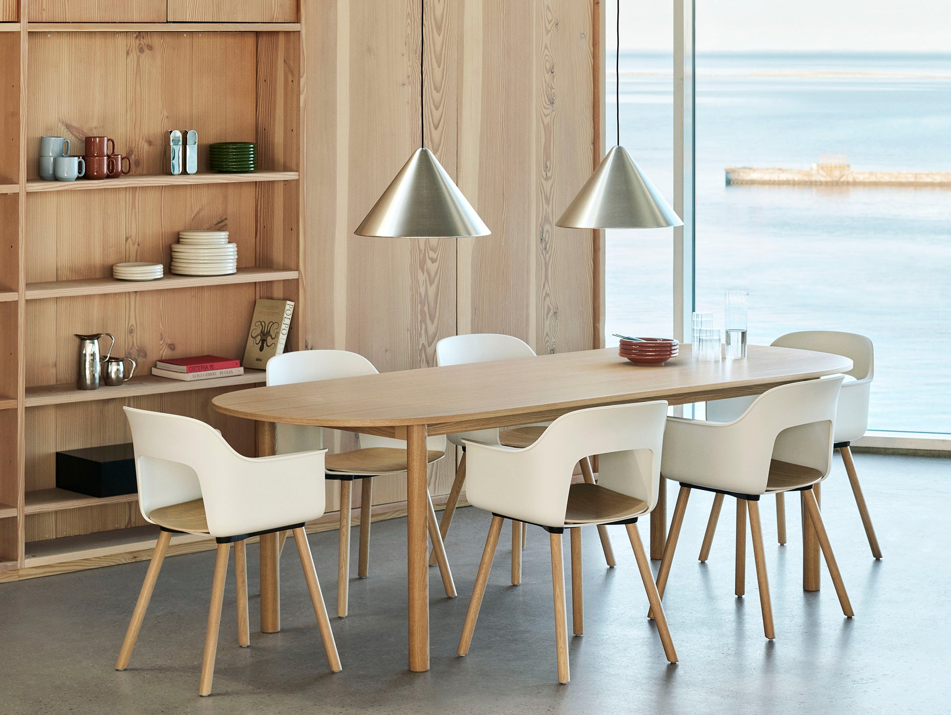 Layout Armchair Wood Base by HAY - Plywood Seat (222) / Lacquered Oak Base / Cream White / Oak Seat