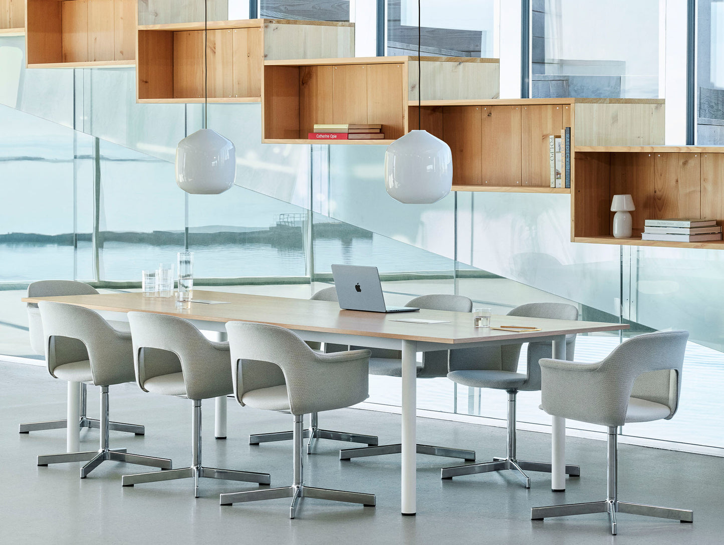 Annex Table Overhang by HAY - Oak Veneer Tabletop / Cream White Aluminium Legs