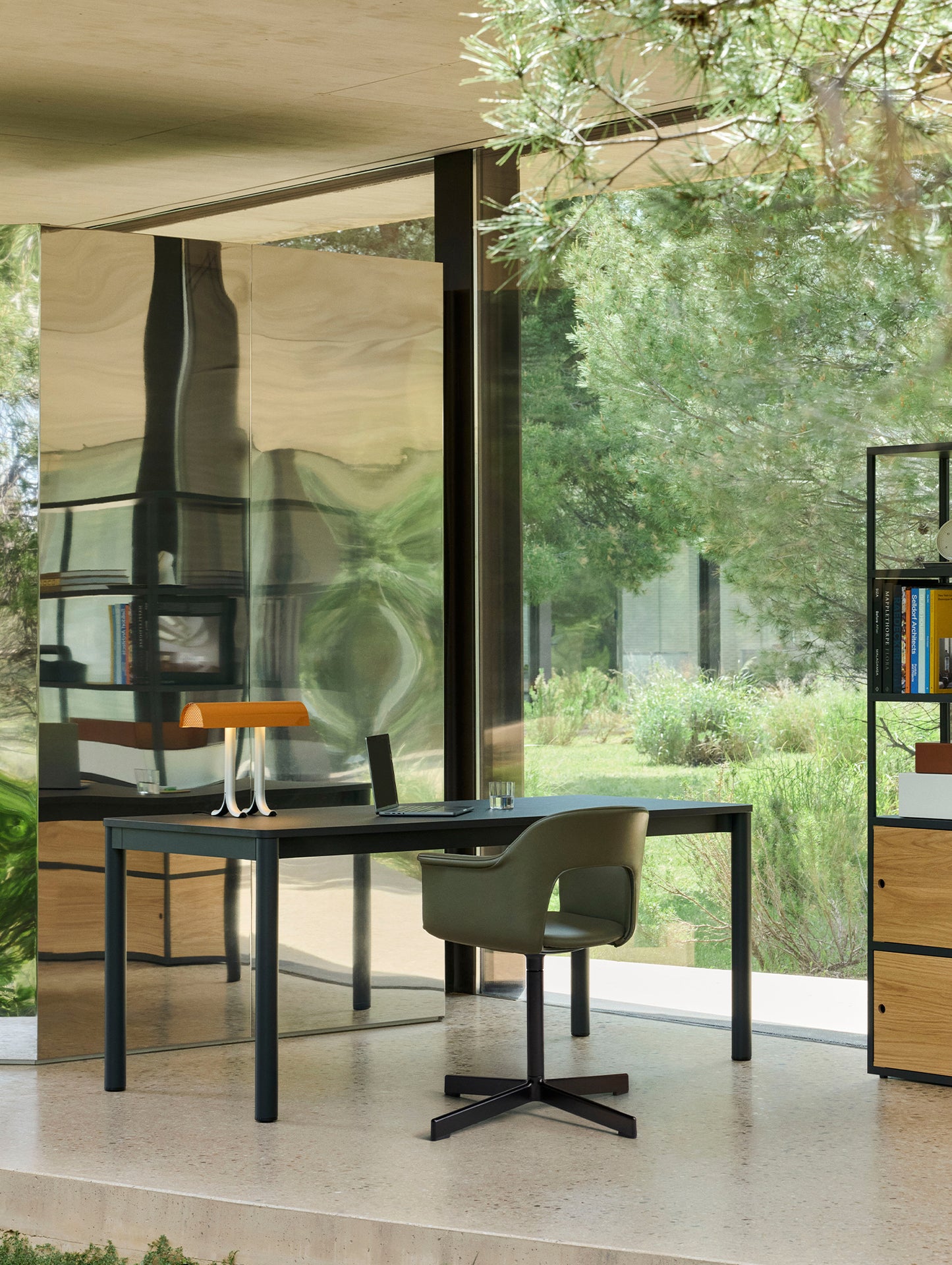 Annex Table Flush by HAY - Dark Grey Linoleum Top / Charcoal Aluminium Legs