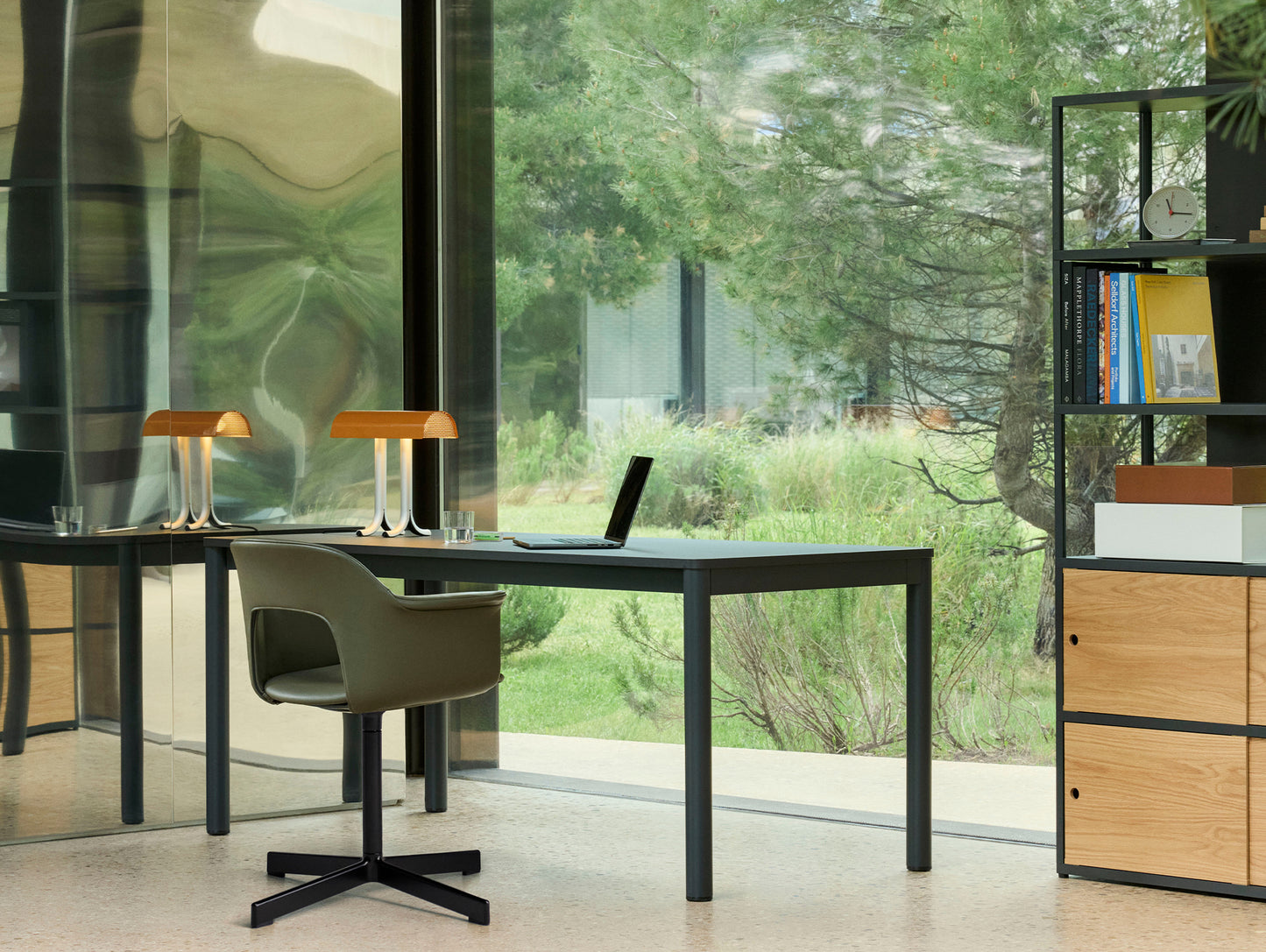 Annex Table Flush by HAY - Dark Grey Linoleum Top / Charcoal Aluminium Legs