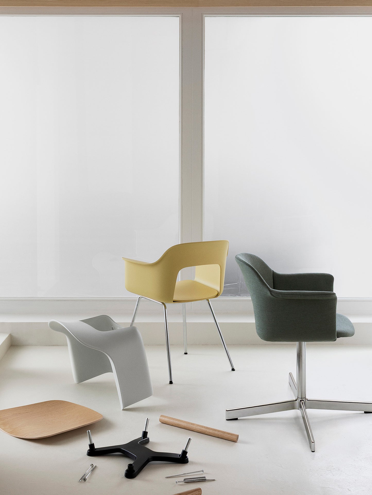 Layout Armchair 211 Metal Base by HAY - Chromed Steel Base / Biscotti
