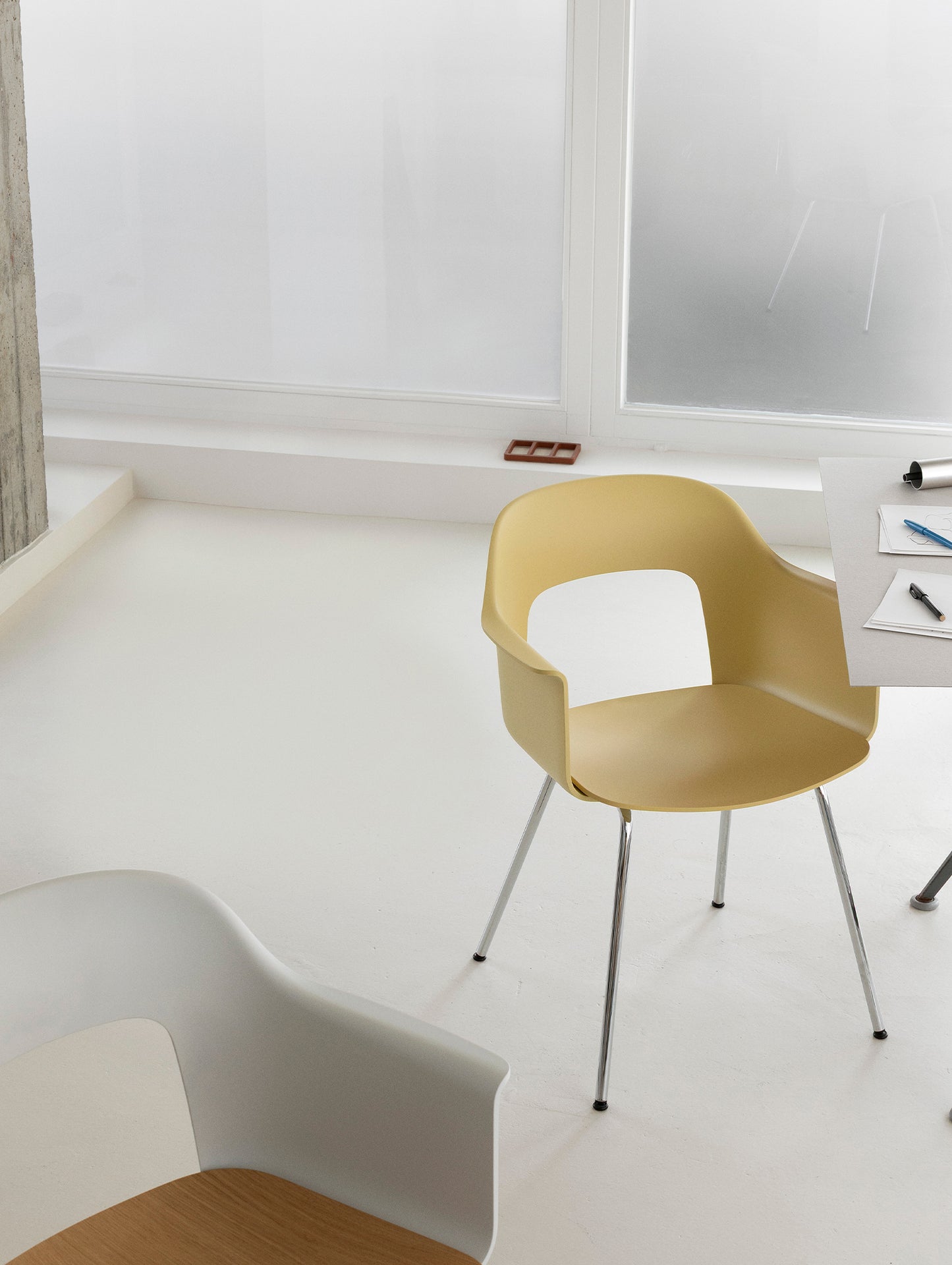 Layout Armchair 211 Metal Base by HAY - Chromed Steel Base / Biscotti