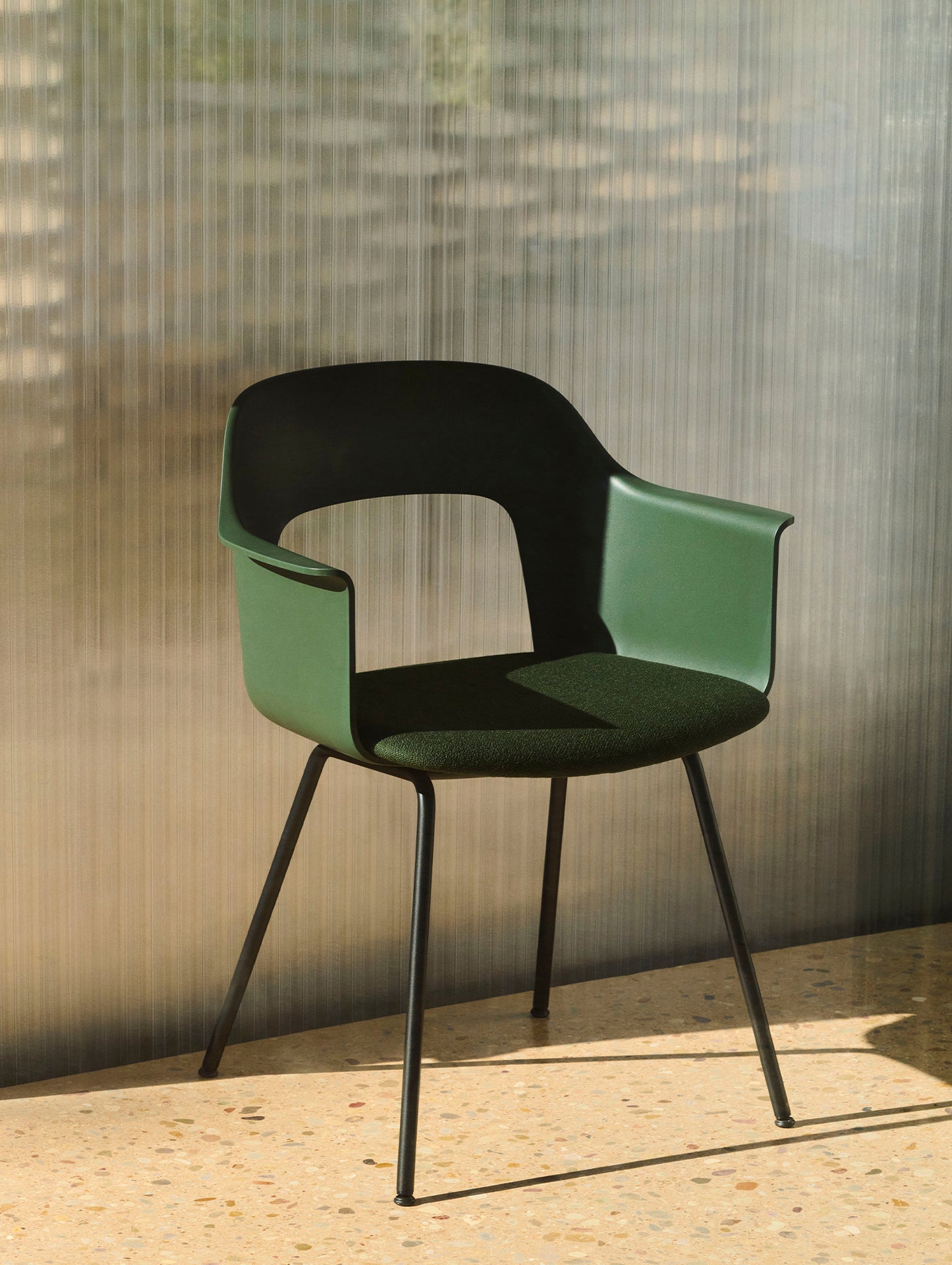 Layout Armchair Upholstered 213 Metal Base by HAY - Black Steel Base / Bottle Green / Vidar 4 972
