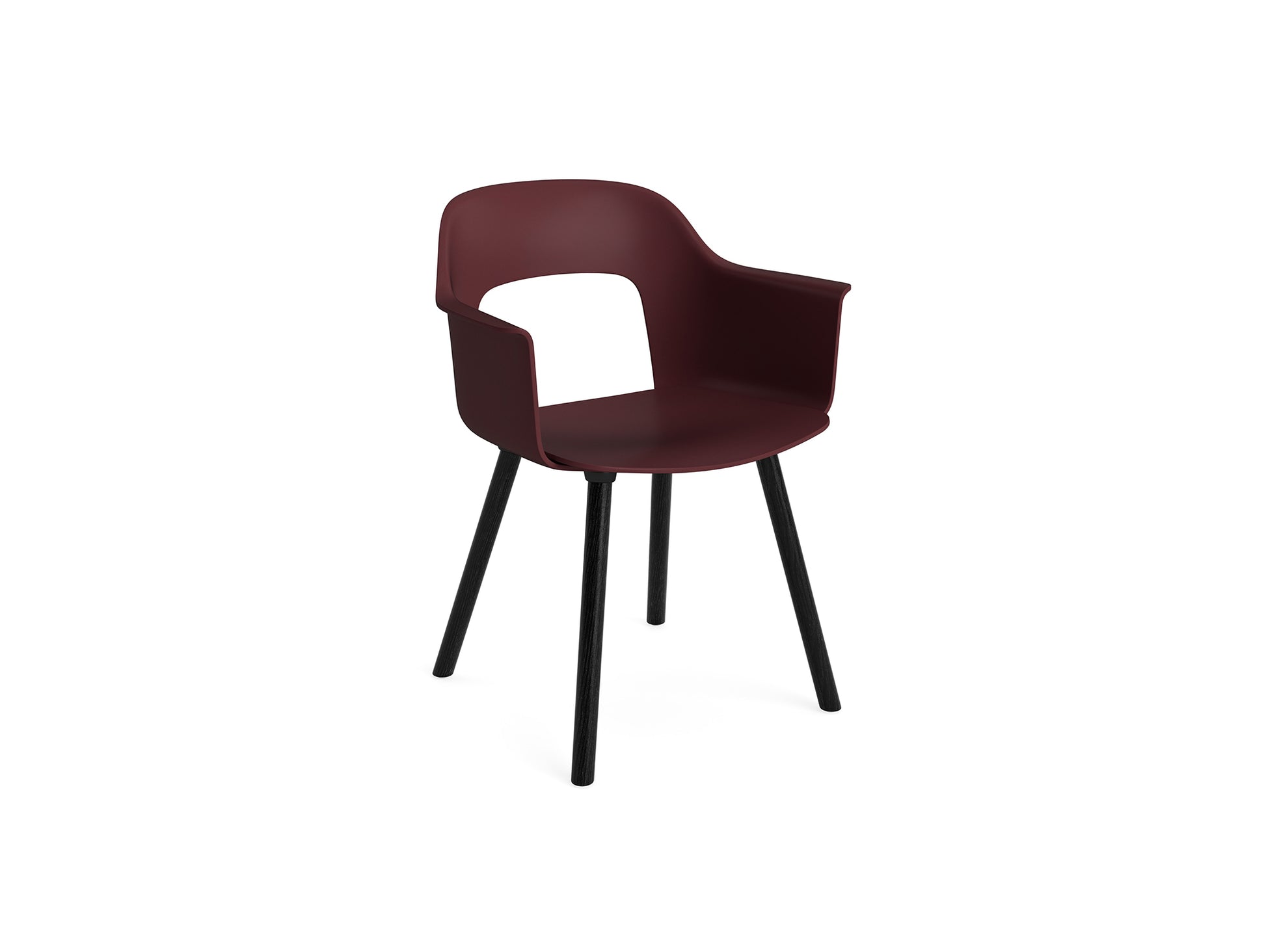 Layout Armchair Wood Base by HAY - Polypropylene Seat (221) / Black Lacquered Oak Base / Bordeaux