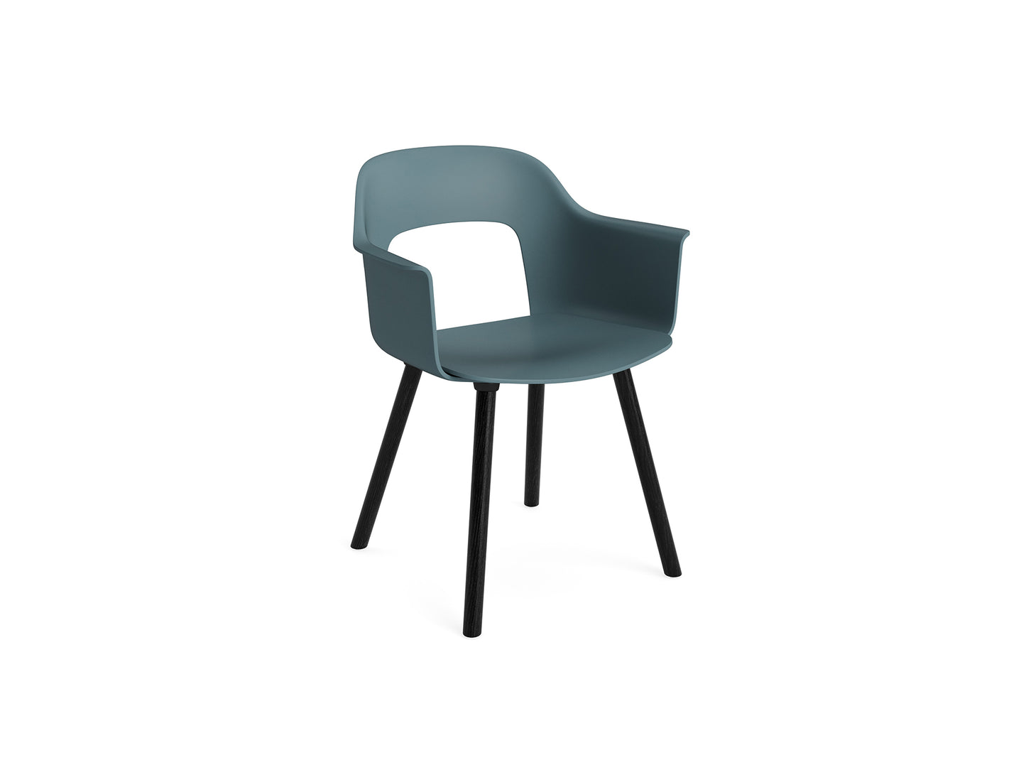 Layout Armchair Wood Base by HAY - Polypropylene Seat (221) / Black Lacquered Oak Base / Ocean