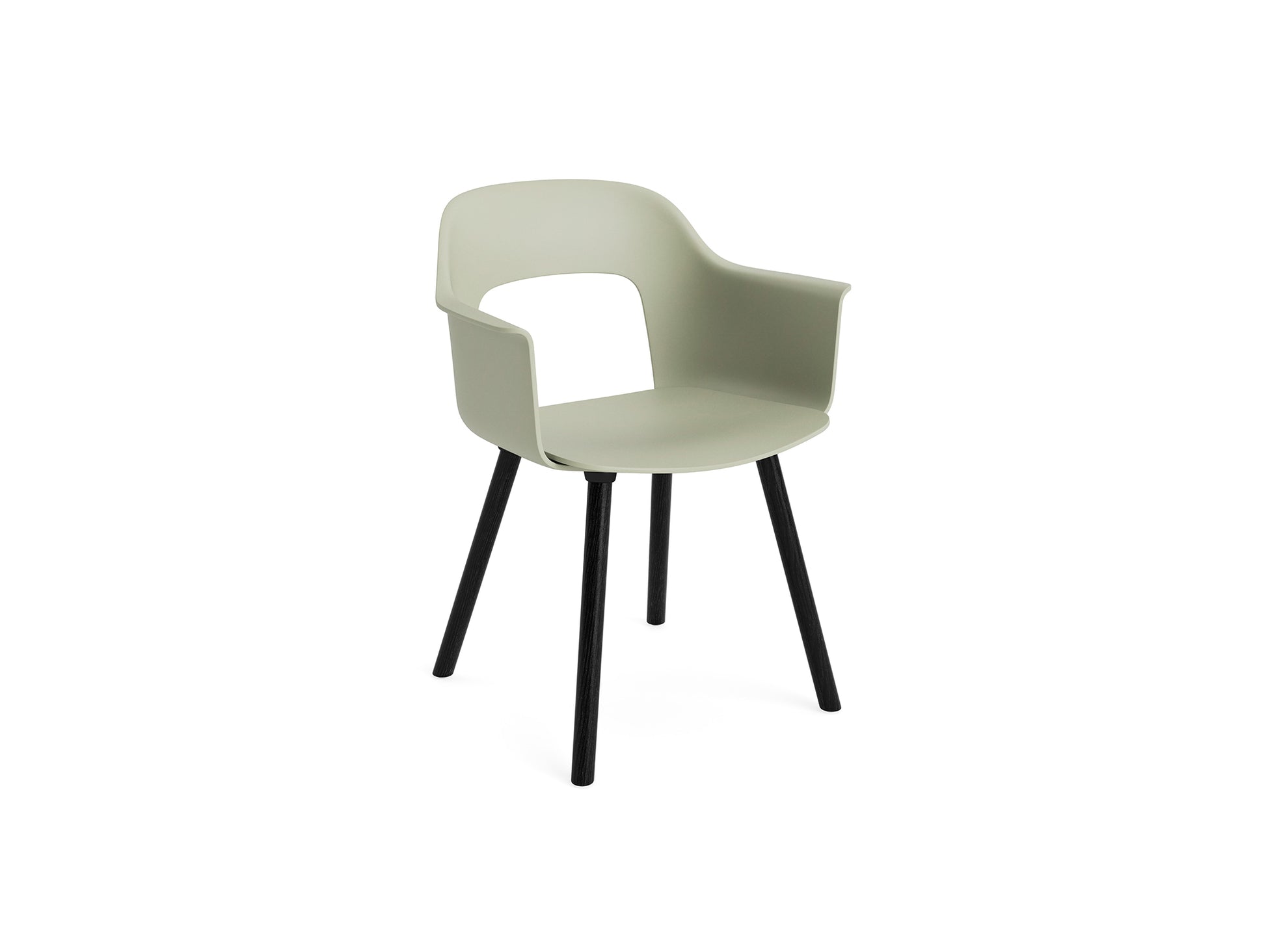 Layout Armchair Wood Base by HAY - Polypropylene Seat (221) / Black Lacquered Oak Base / Pastel Green