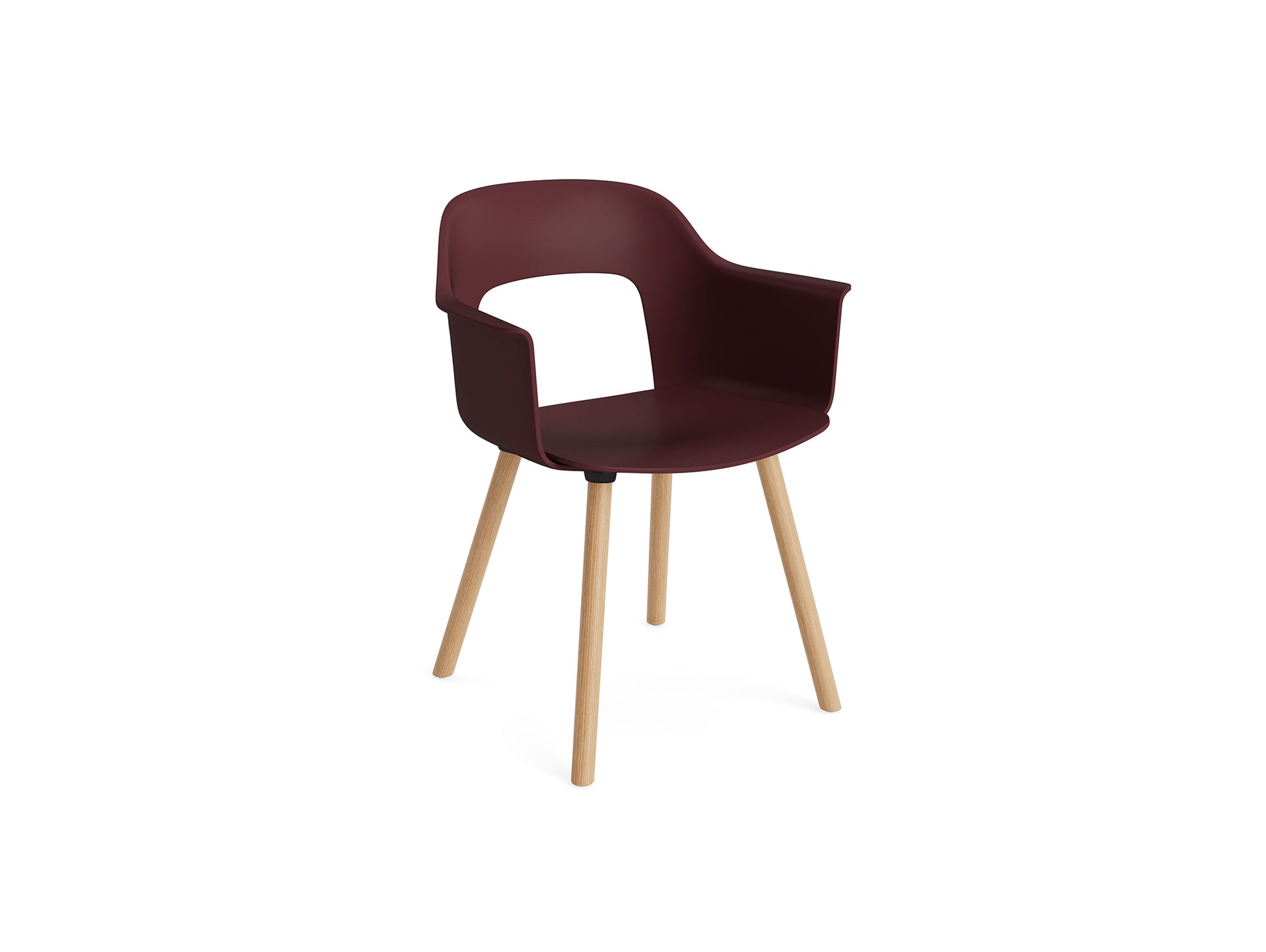 Layout Armchair Wood Base by HAY - Polypropylene Seat (221) / Lacquered Oak Base / Bordeaux