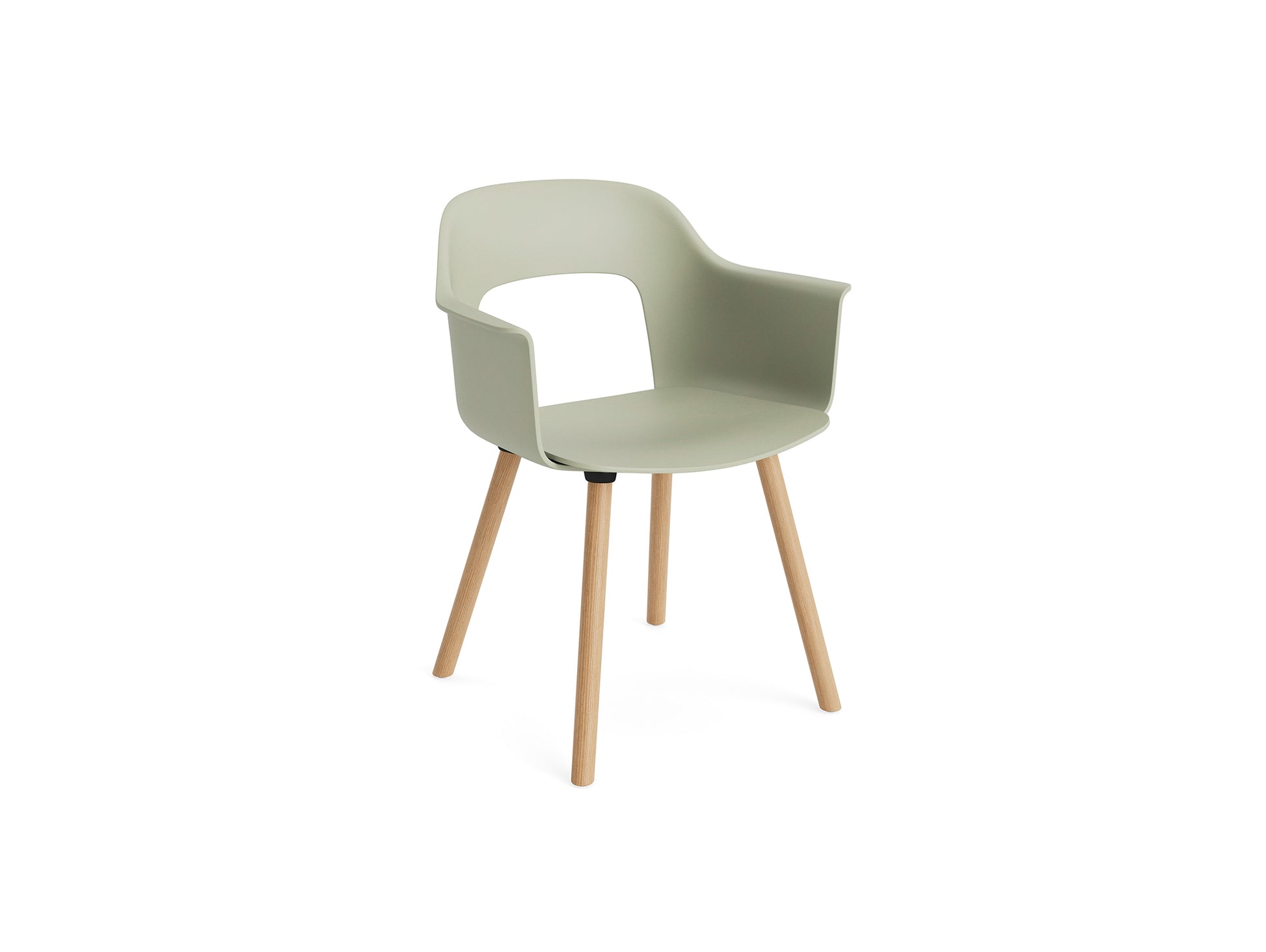 Layout Armchair Wood Base by HAY - Polypropylene Seat (221) / Lacquered Oak Base / Pastel Green