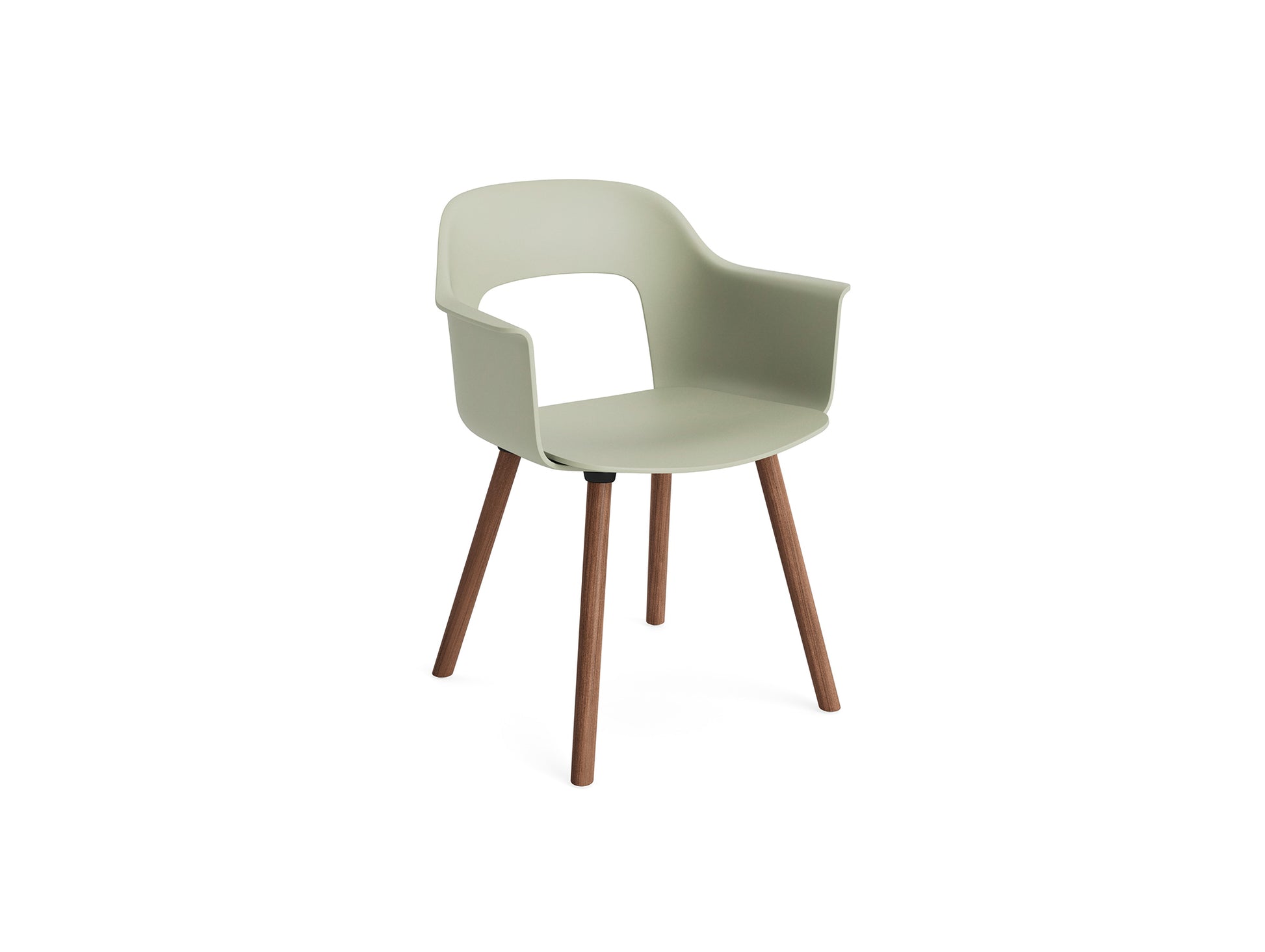 Layout Armchair Wood Base by HAY - Polypropylene Seat (221) / Lacquered Walnut Base / Pastel Green