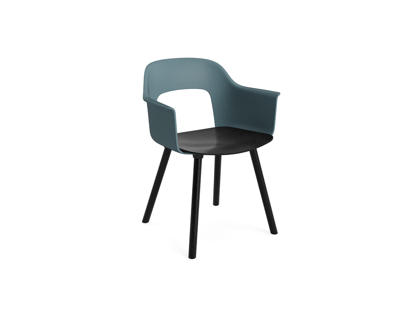 Layout Armchair Wood Base by HAY - Plywood Seat (222) / Black Lacquered Oak Base / Ocean / Black Oak Seat