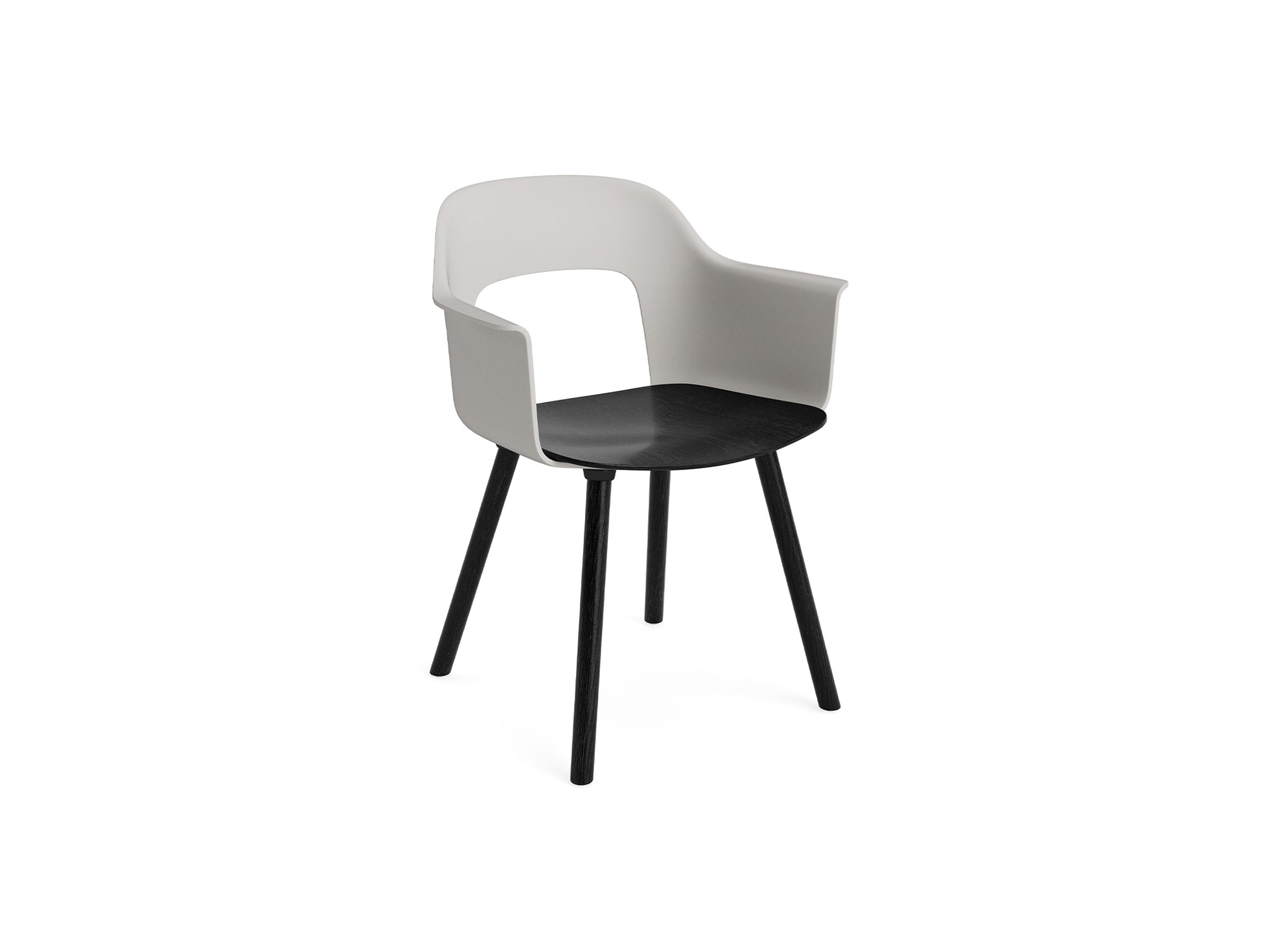 Layout Armchair Wood Base by HAY - Plywood Seat (222) / Black Lacquered Oak Base / Sky Grey / Black Oak Seat