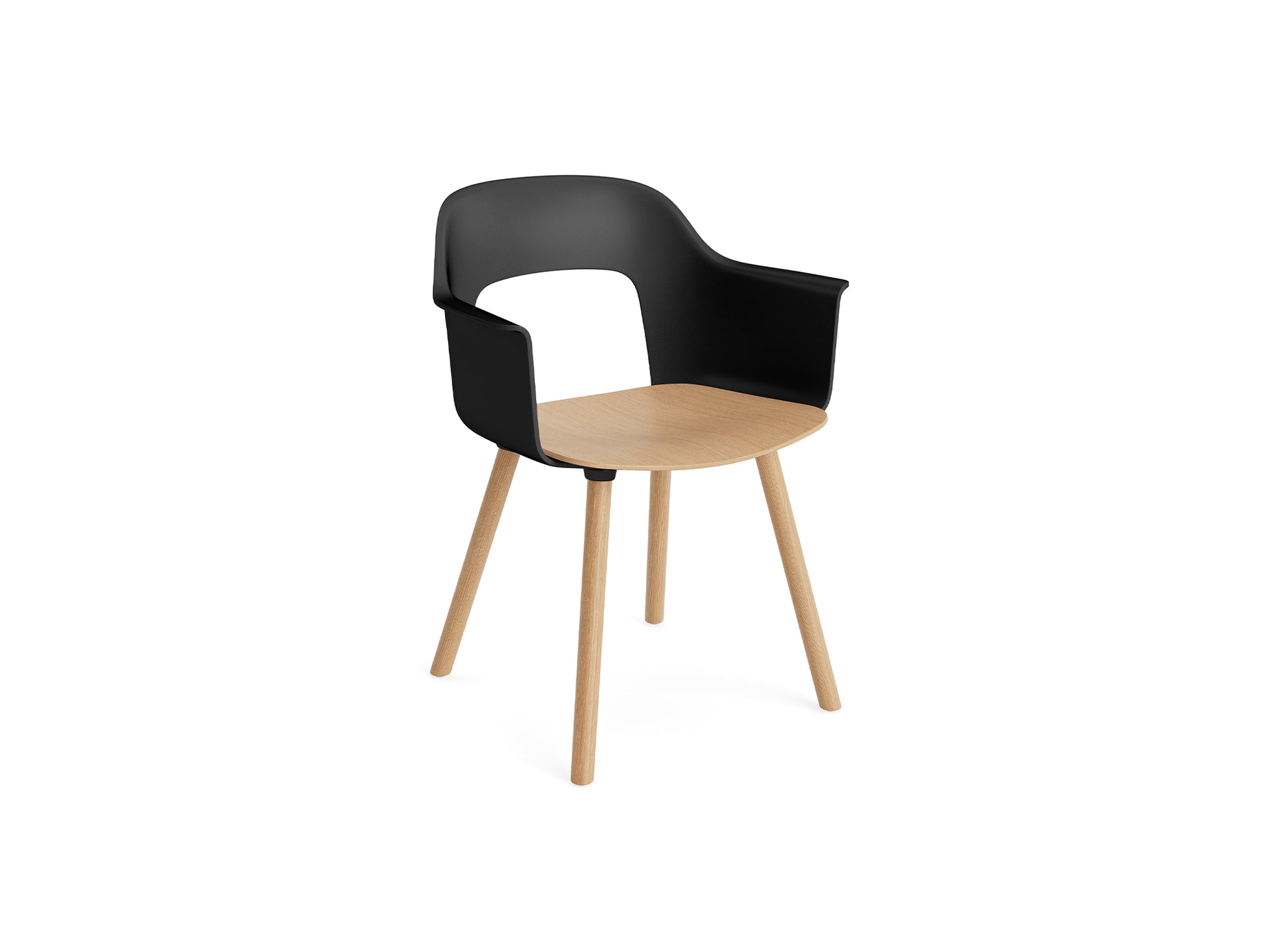 Layout Armchair Wood Base by HAY - Plywood Seat (222) / Lacquered Oak Base / Black / Oak Seat