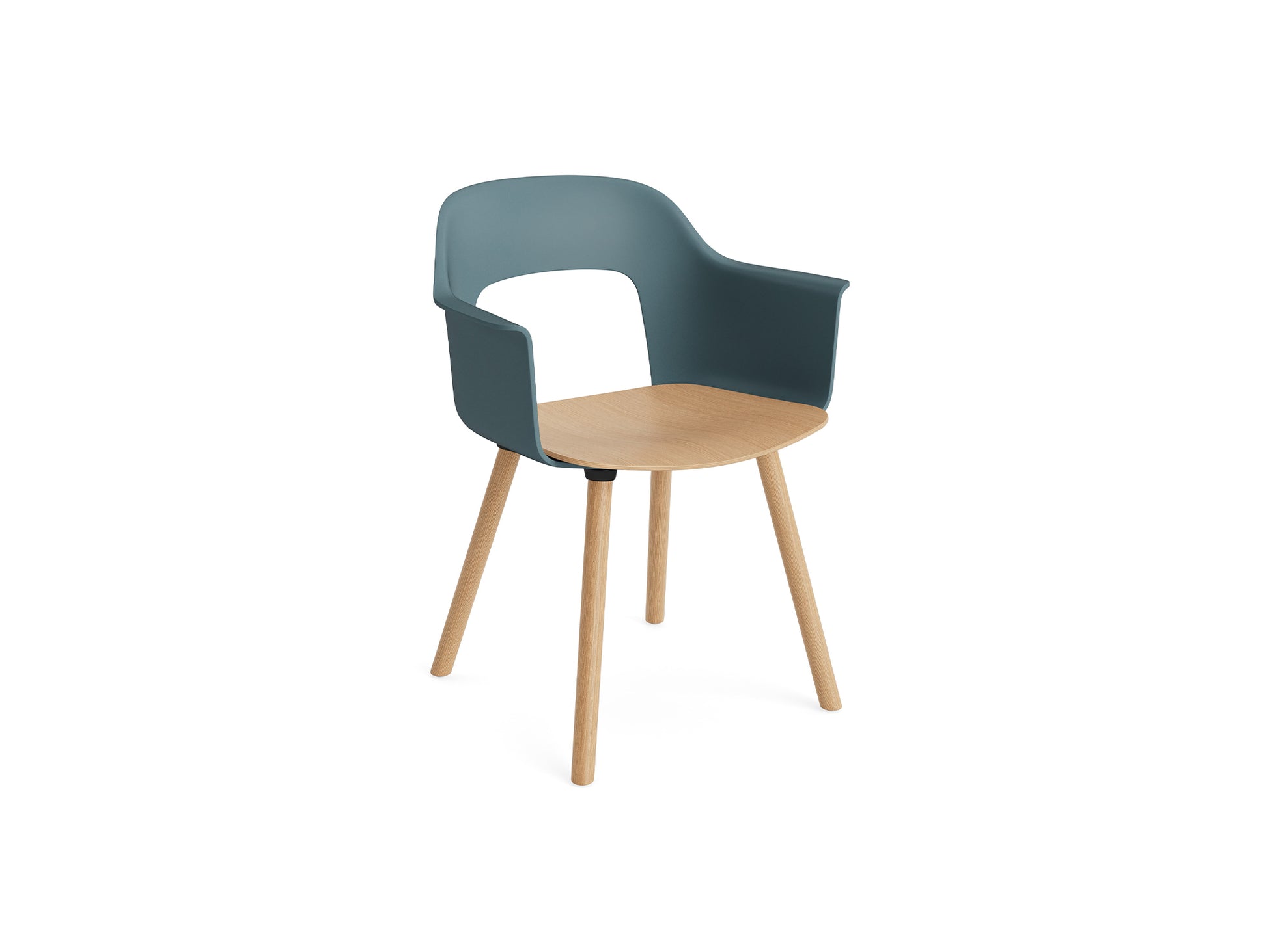 Layout Armchair Wood Base by HAY - Plywood Seat (222) / Lacquered Oak Base / Ocean / Oak Seat