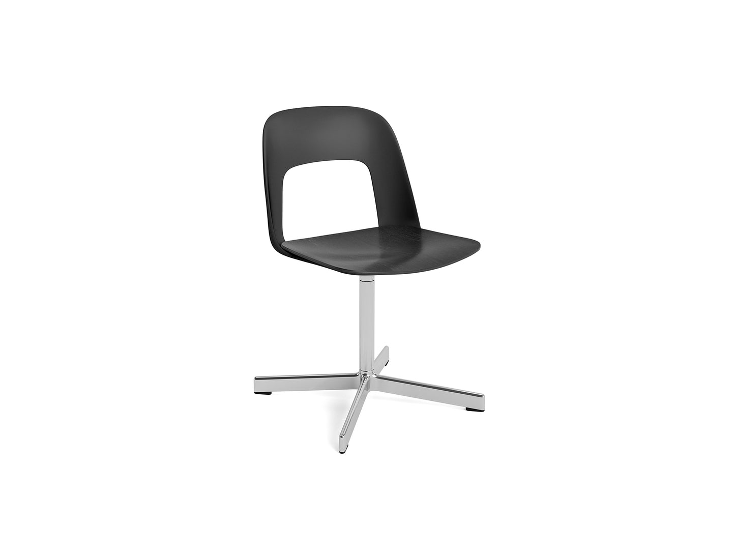 Layout Chair 132 - Swivel Base by HAY - Black Shell / Black Oak Veneer Seat / Polished Aluminium
