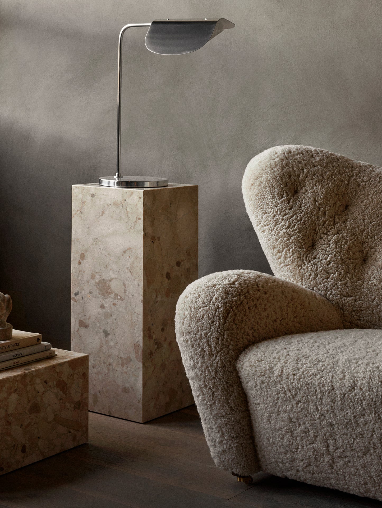 The Tired Man Lounge Chair by Audo Copenhagen - Sheepskin Moonlight