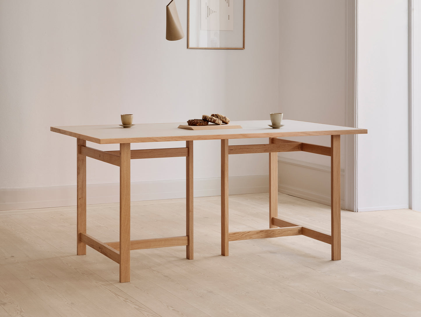 Rectangular Dining Table (Linoleum Tabletop) by Moebe - Length: 160 cm / Warm Beige