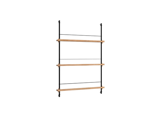 Magazine Shelving Sets (115 cm) by Moebe - Black Uprights / Oak