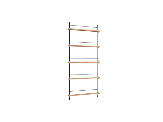 Magazine Shelving Sets (180 cm) by Moebe - MS.180.1 / Black Steel Uprights / Oiled Oak