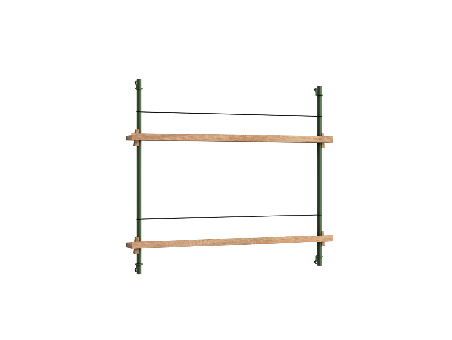 Magazine Shelving Sets (65 cm) by Moebe - Pine Green Uprights / Oak