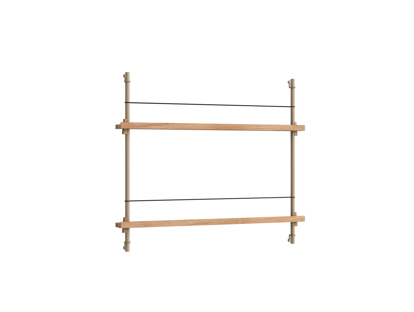 Magazine Shelving Sets (65 cm) by Moebe - Warm Grey Uprights / Oak