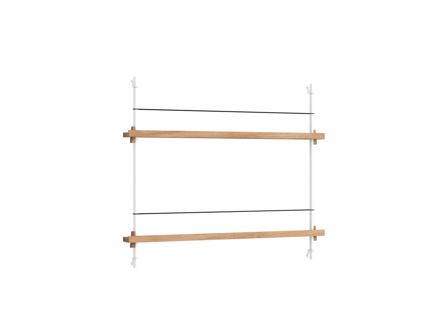 Magazine Shelving Sets (65 cm) by Moebe - White Uprights / Oak