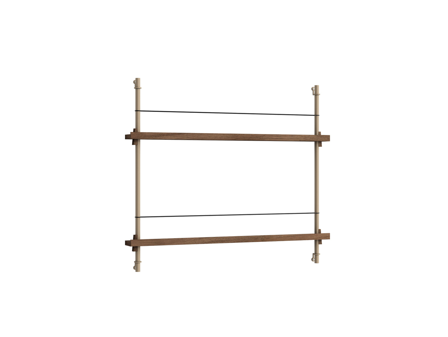 Magazine Shelving Sets (65 cm) by Moebe - Warm Grey Uprights / Smoked Oak