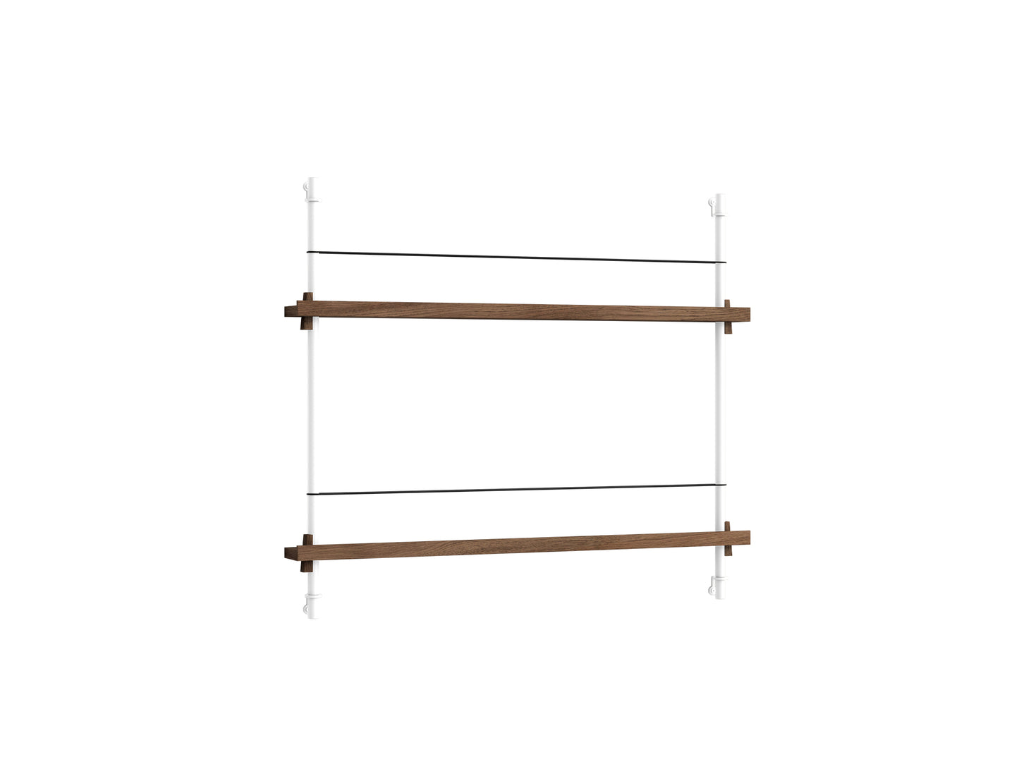 Magazine Shelving Sets (65 cm) by Moebe - White Uprights / Smoked Oak