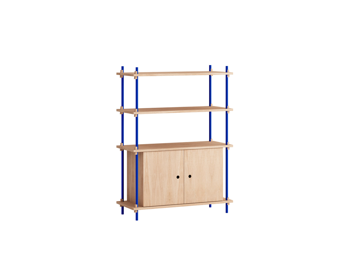 Moebe Shelving System - S.115.1.B Set in Deep Blue / Oiled Oak