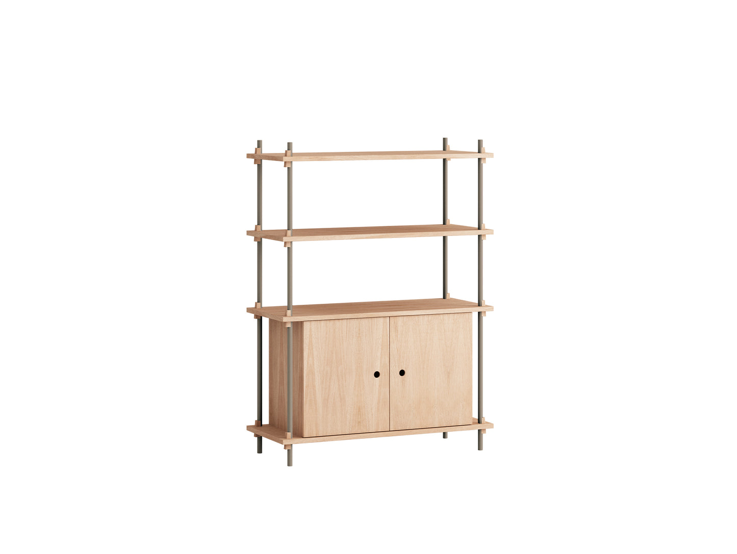 Moebe Shelving System - S.115.1.B Set in Warm Grey / Oiled Oak