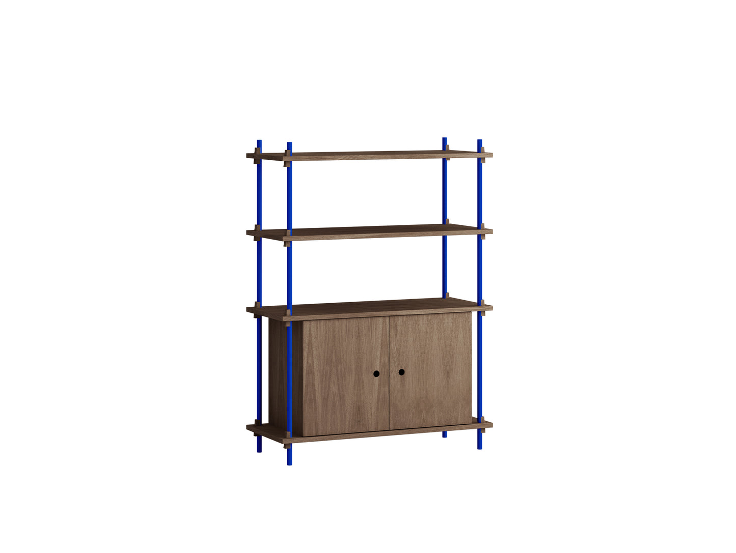 Moebe Shelving System - S.115.1.B Set in Deep Blue / Smoked Oak