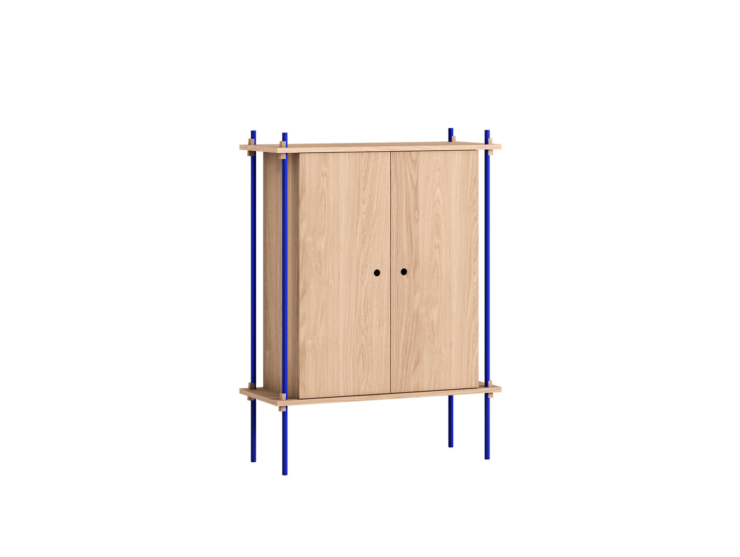 Moebe Shelving System - S.115.1.C Set in Deep Blue / Oiled Oak