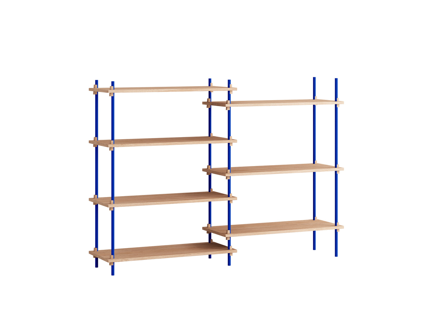 Moebe Shelving System - S.115.2.A Set in Deep Blue / Oiled Oak