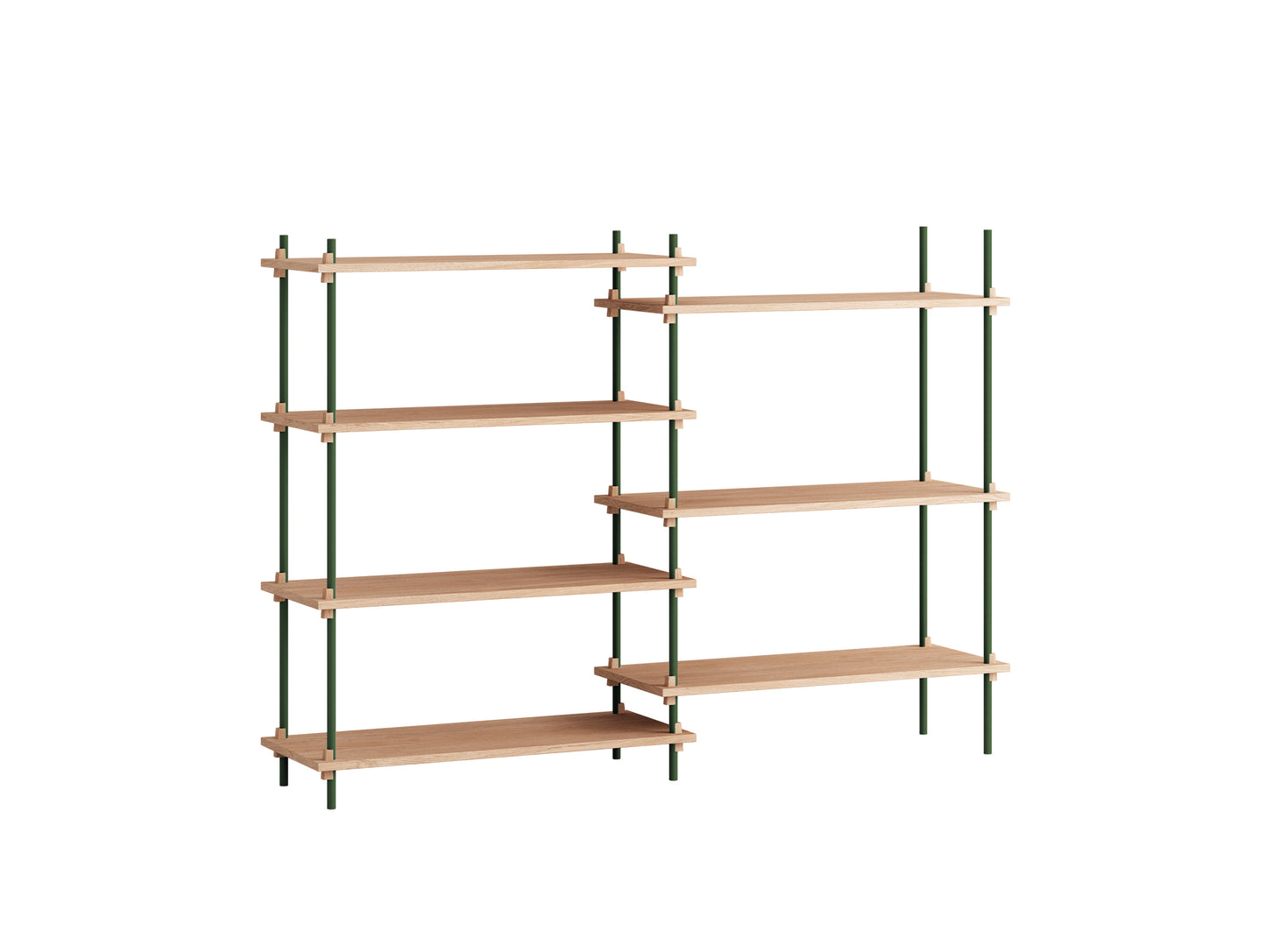 Moebe Shelving System - S.115.2.A Set in Pine Green / Oiled Oak